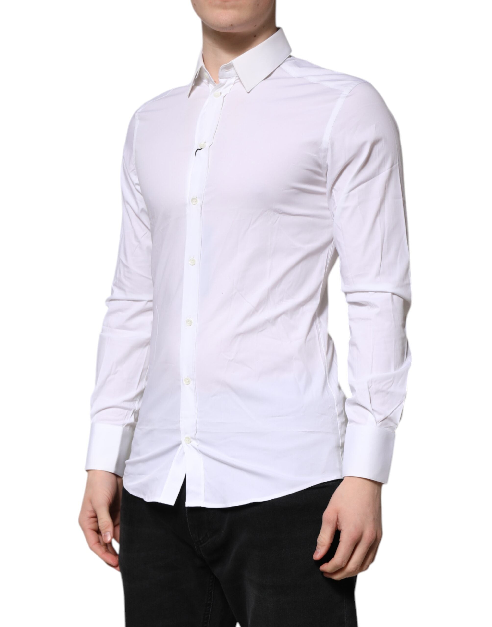 New Dolce & Gabbana White GOLD Long Sleeves Dress Formal Shirt