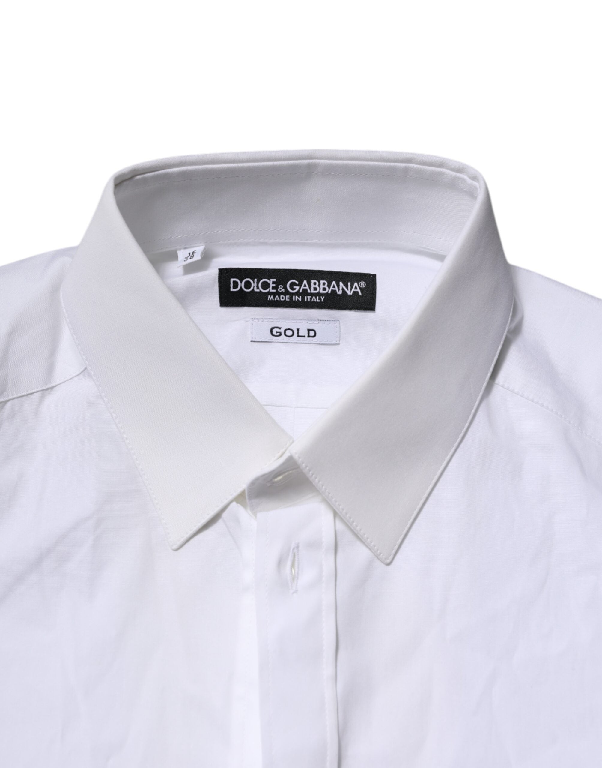 New Dolce & Gabbana White GOLD Long Sleeves Dress Formal Shirt