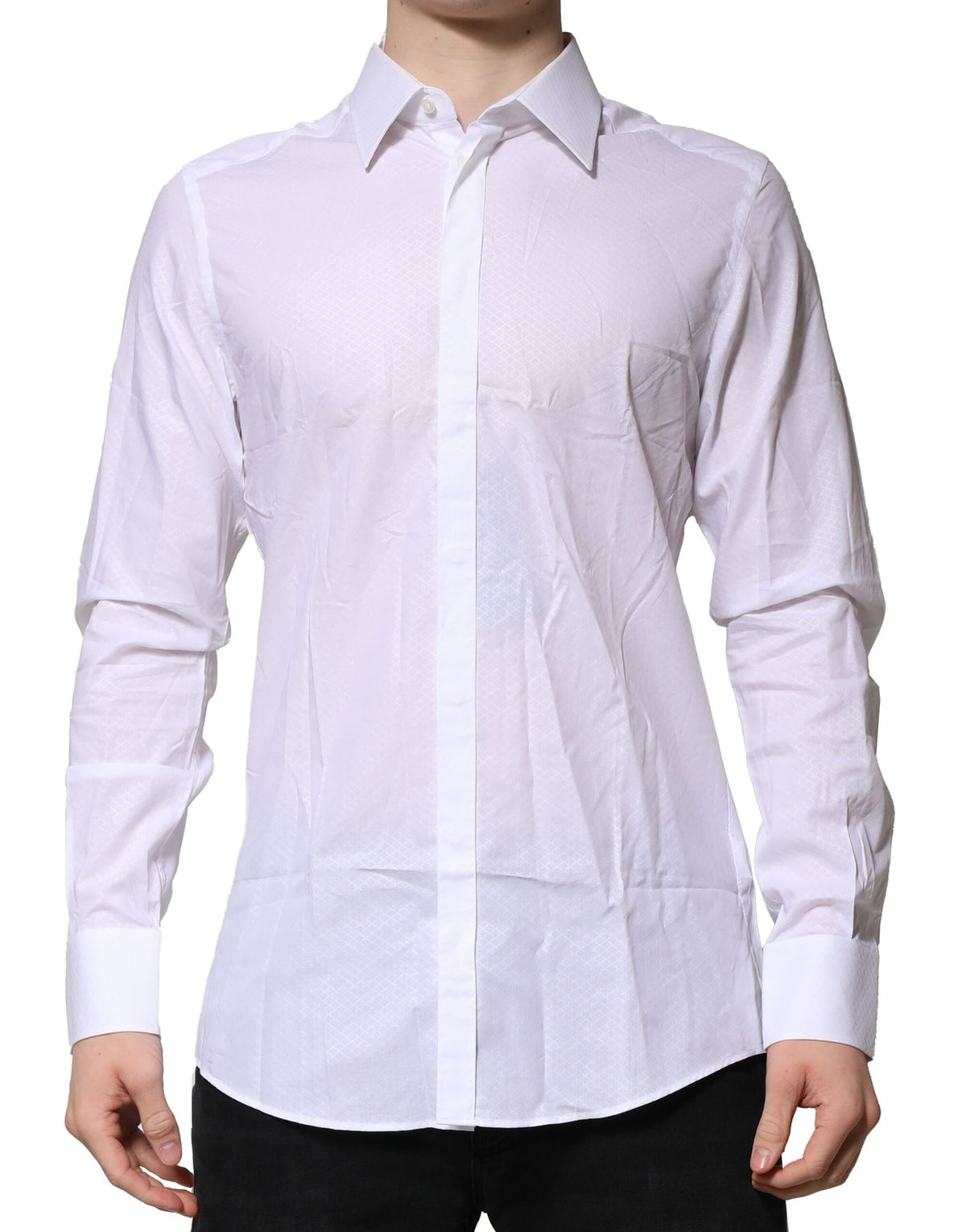 New Dolce & Gabbana White MARTINI Long Sleeve Dress Formal Shirt