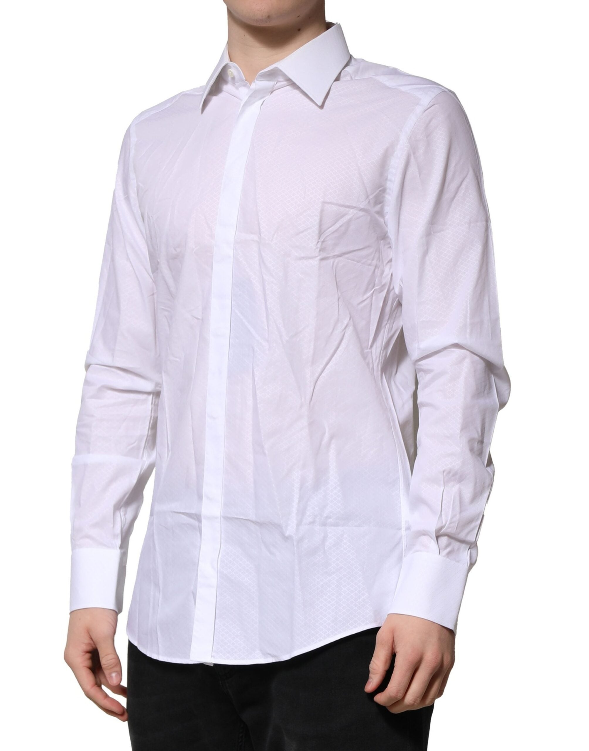 New Dolce & Gabbana White MARTINI Long Sleeve Dress Formal Shirt