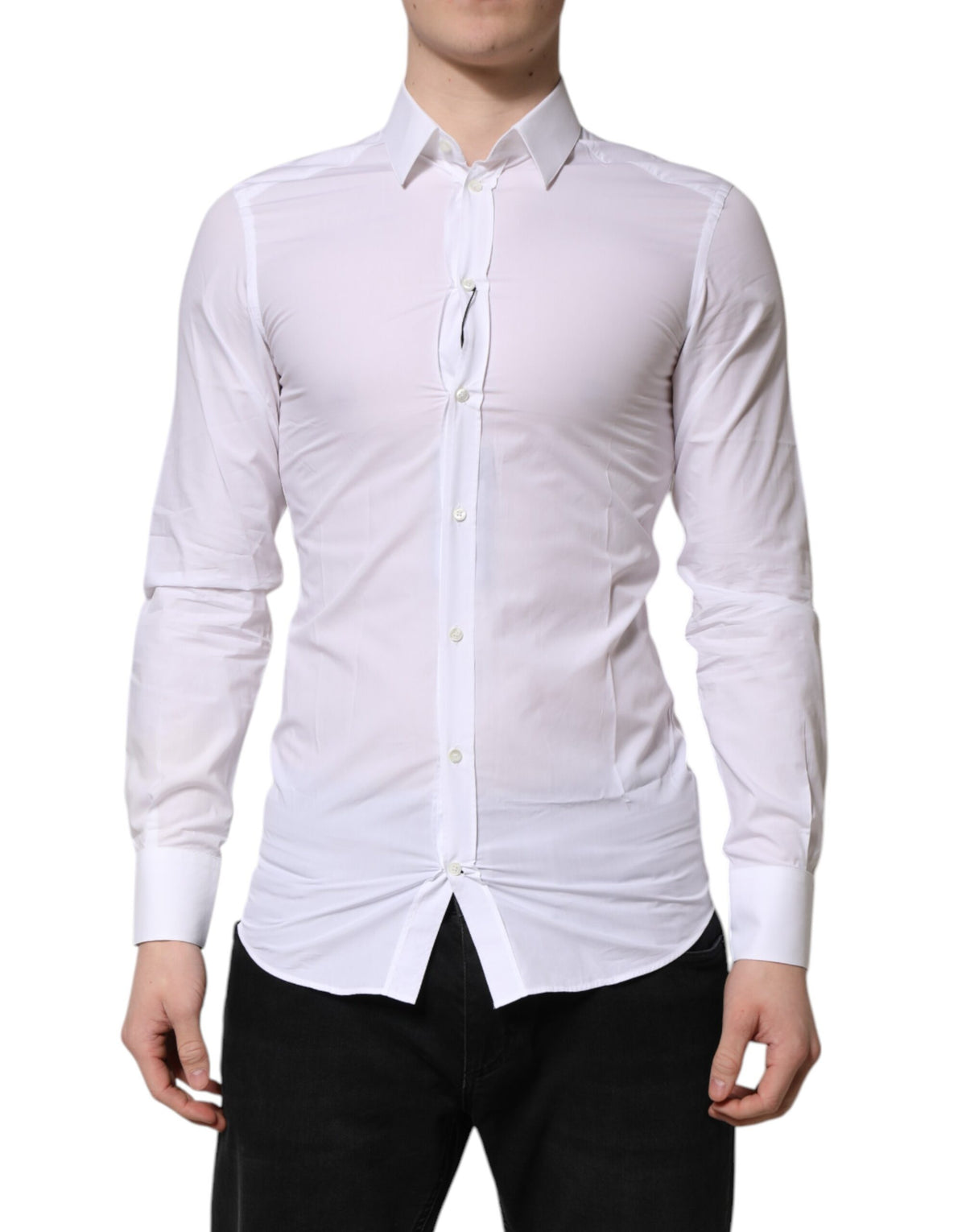 New Dolce & Gabbana White GOLD Long Sleeves Dress Men Formal Shirt