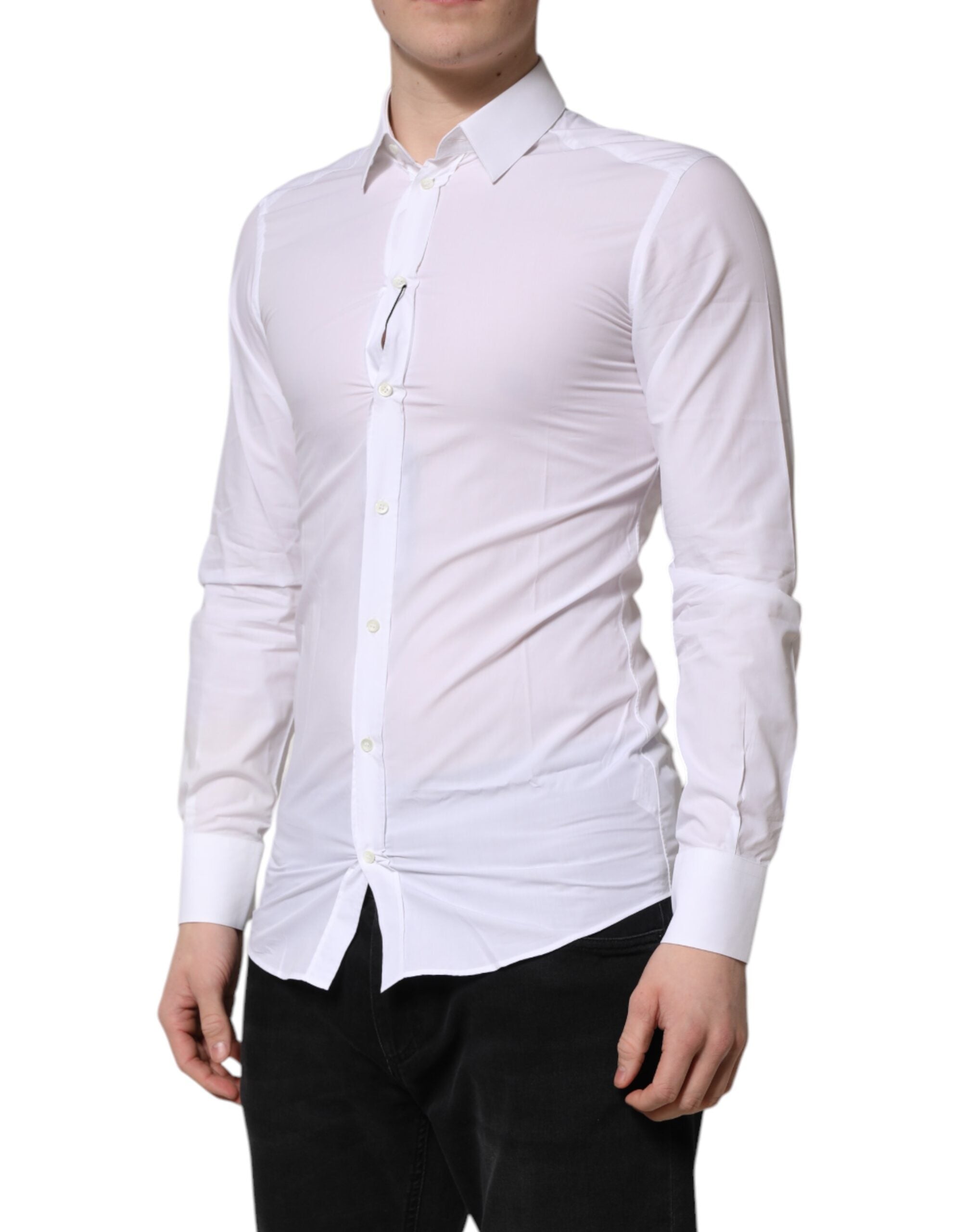 New Dolce & Gabbana White GOLD Long Sleeves Dress Men Formal Shirt