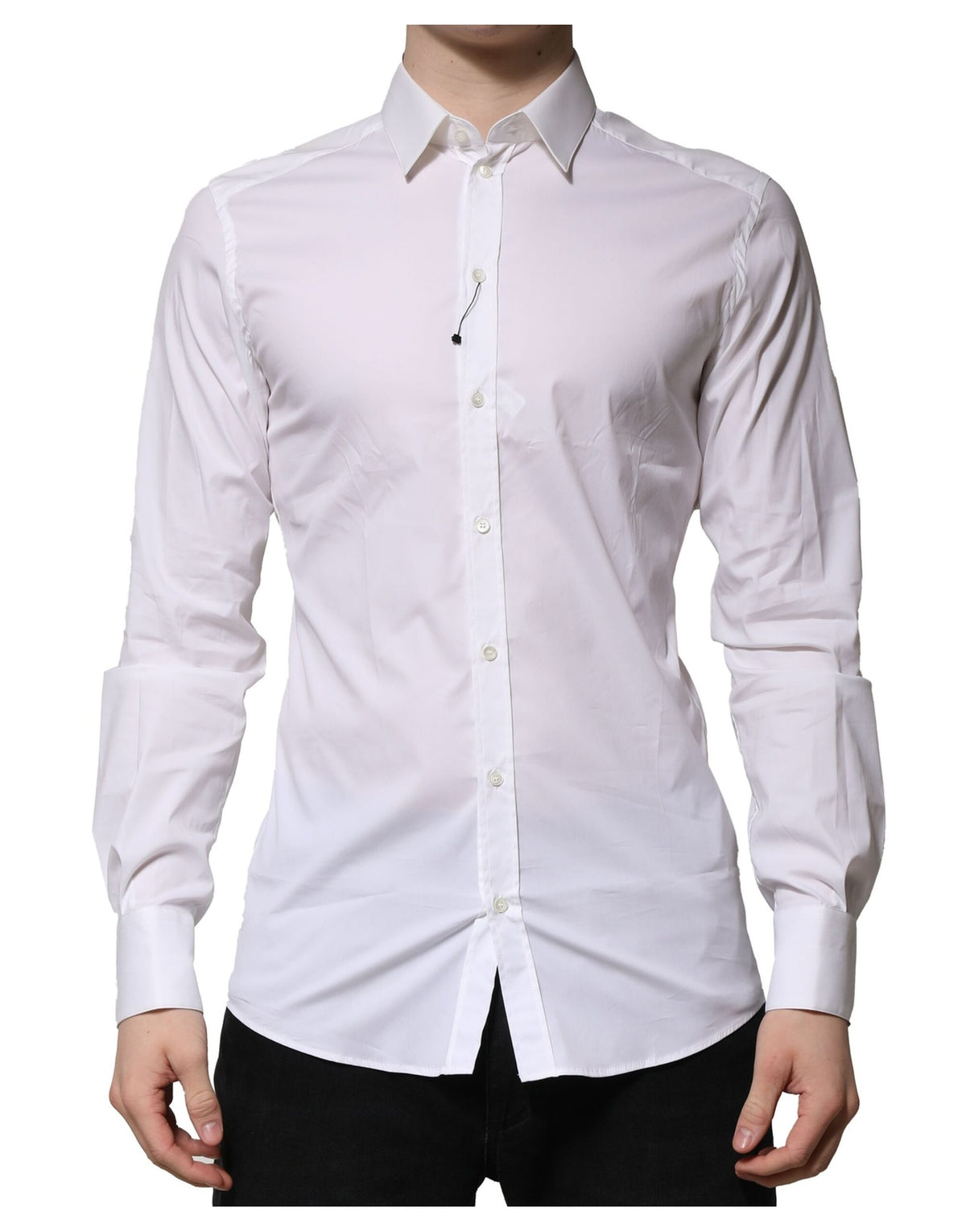 New Dolce & Gabbana White Cotton Long Sleeves GOLD Formal Shirt