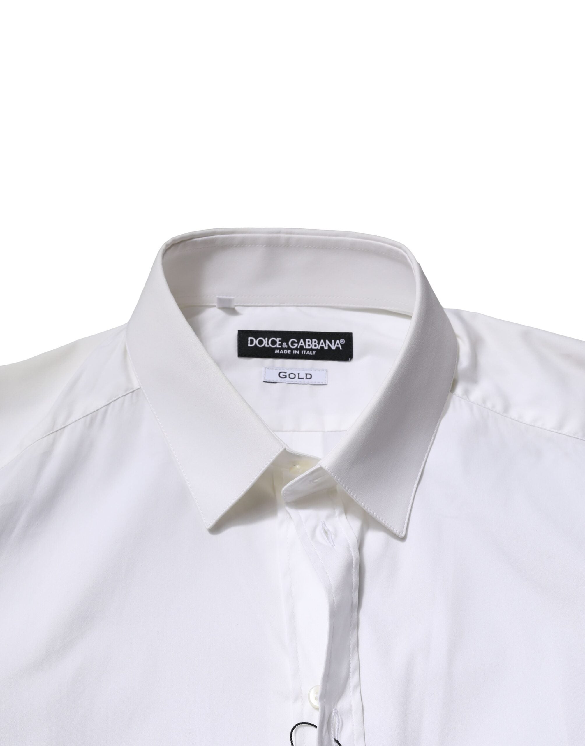 New Dolce & Gabbana White Cotton Long Sleeves GOLD Formal Shirt