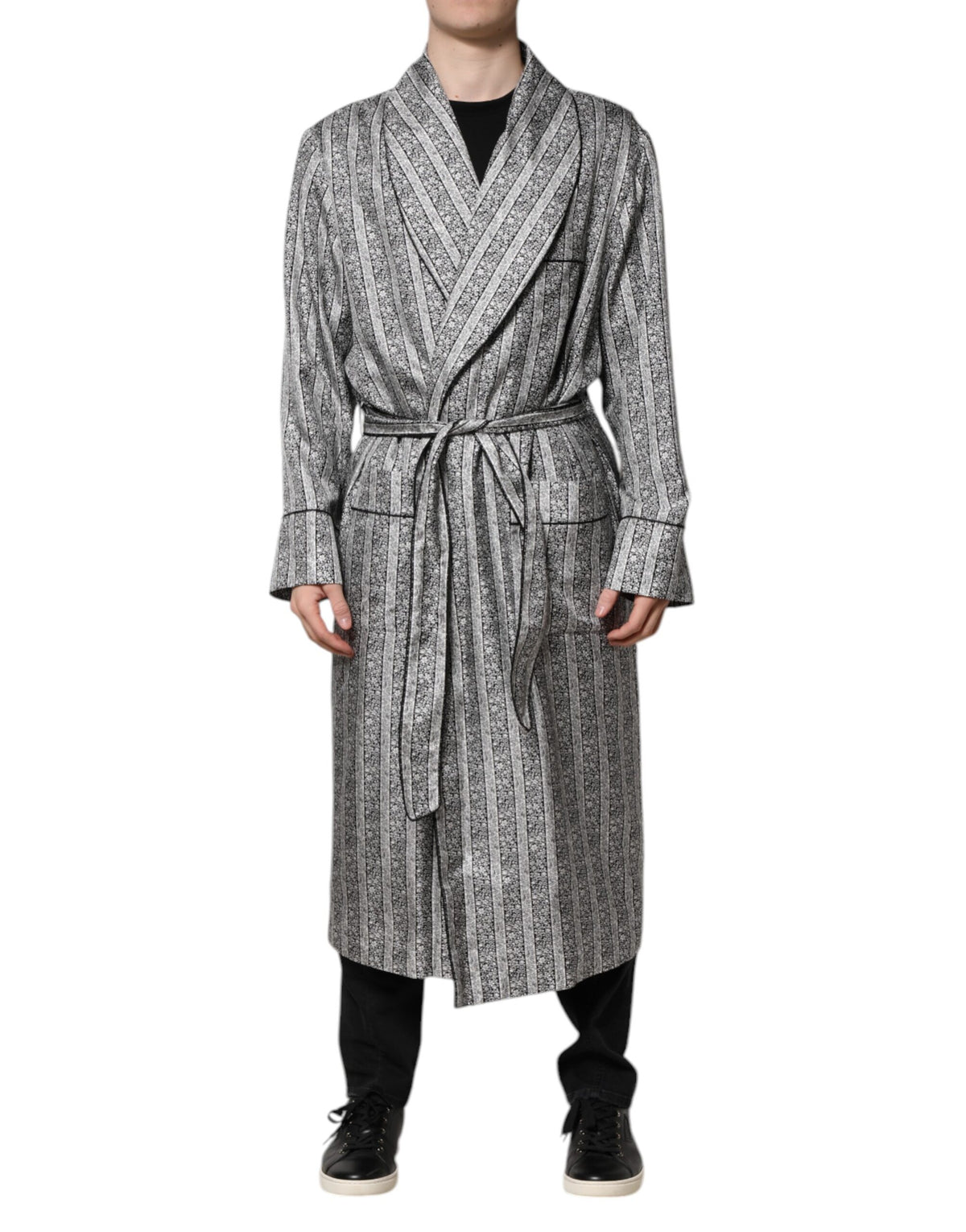 New Dolce & Gabbana Multicolor Floral Robe Coat Wrap Jacket