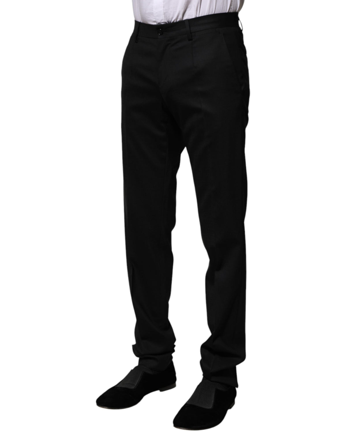 New Dolce & Gabbana Black Wool Formal Dress Pants