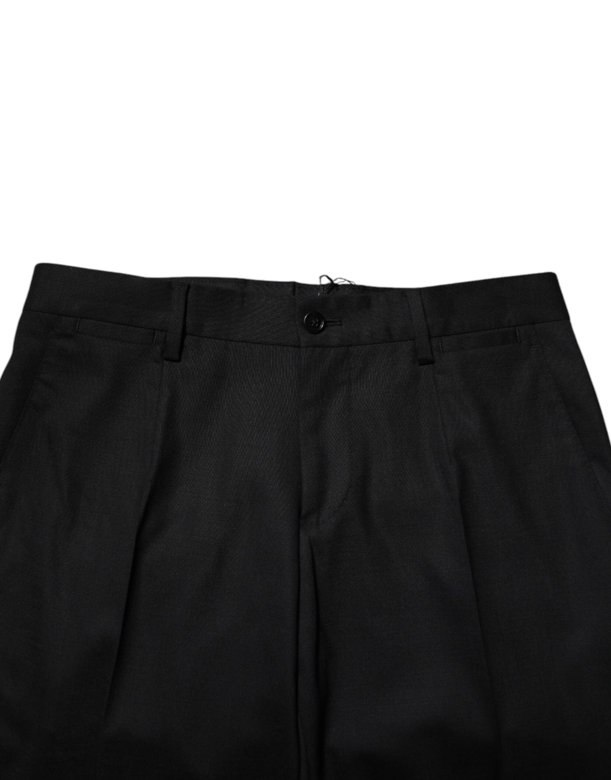 New Dolce & Gabbana Black Wool Formal Dress Pants