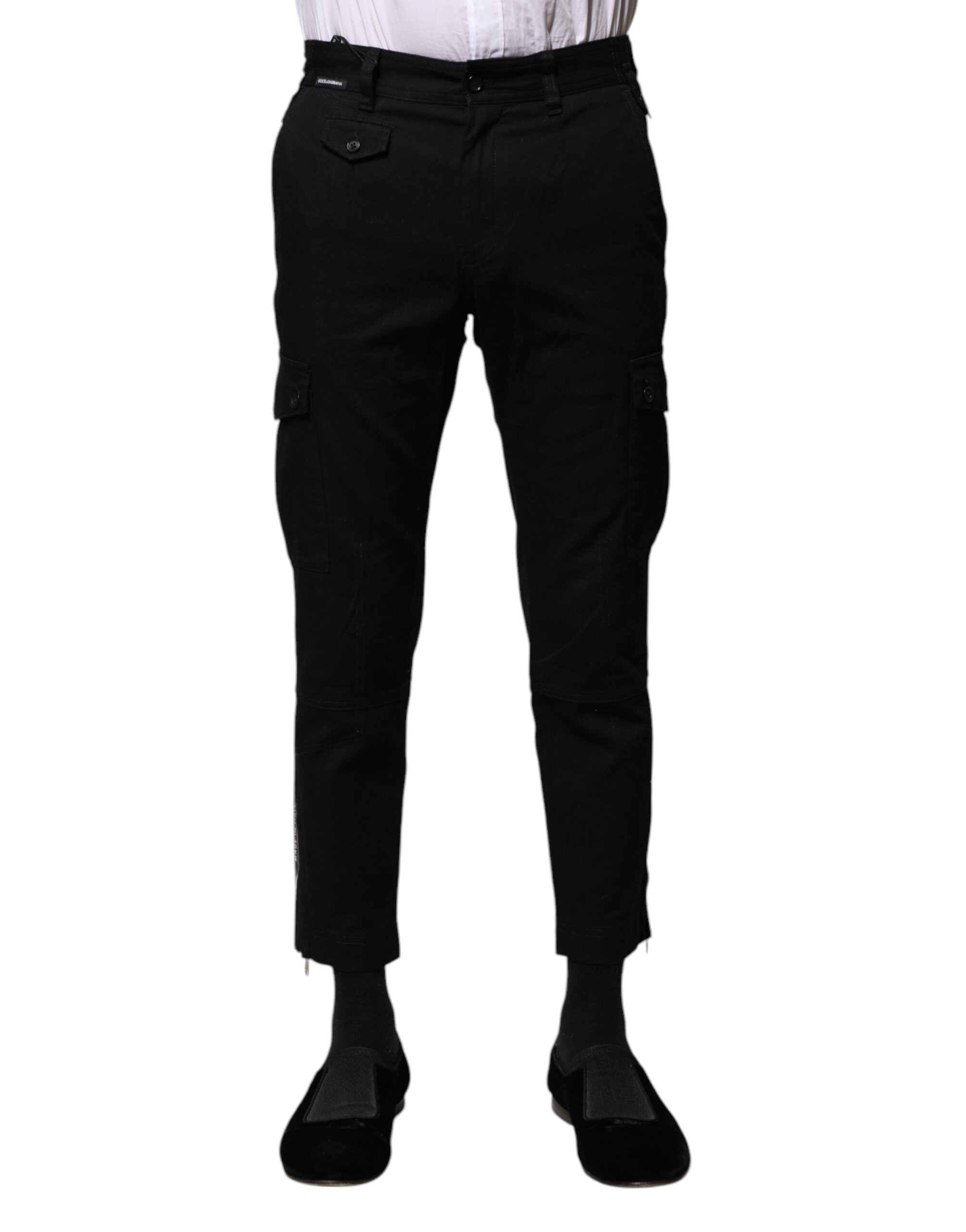 Dolce & Gabbana Black Cotton Formal Men Cropped Pants