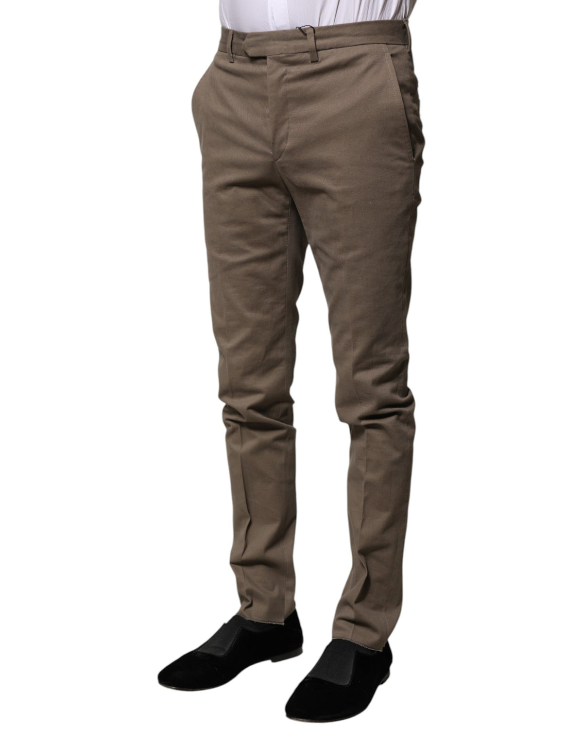 New BENCIVENGA Brown Cotton Tapered Formal Dress Pants
