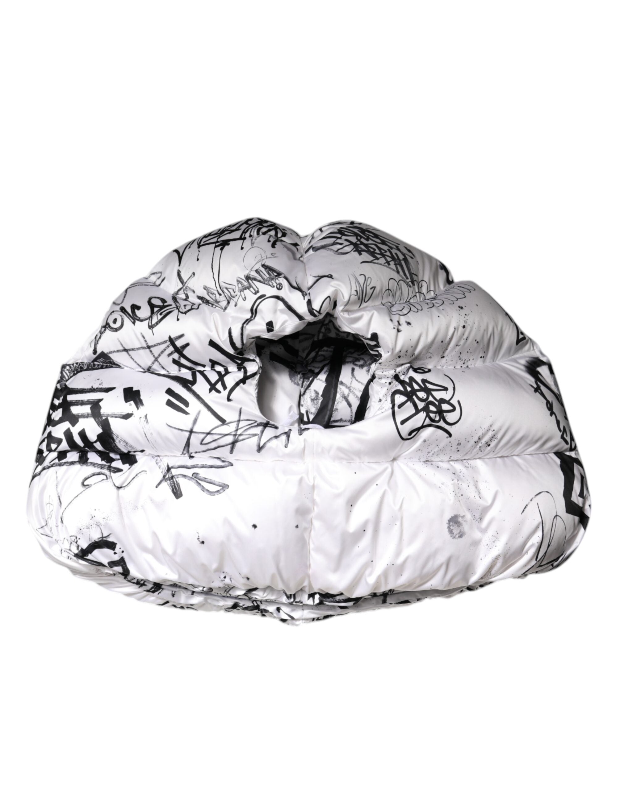 New Dolce & Gabbana White Printed Hood Quilted Hat