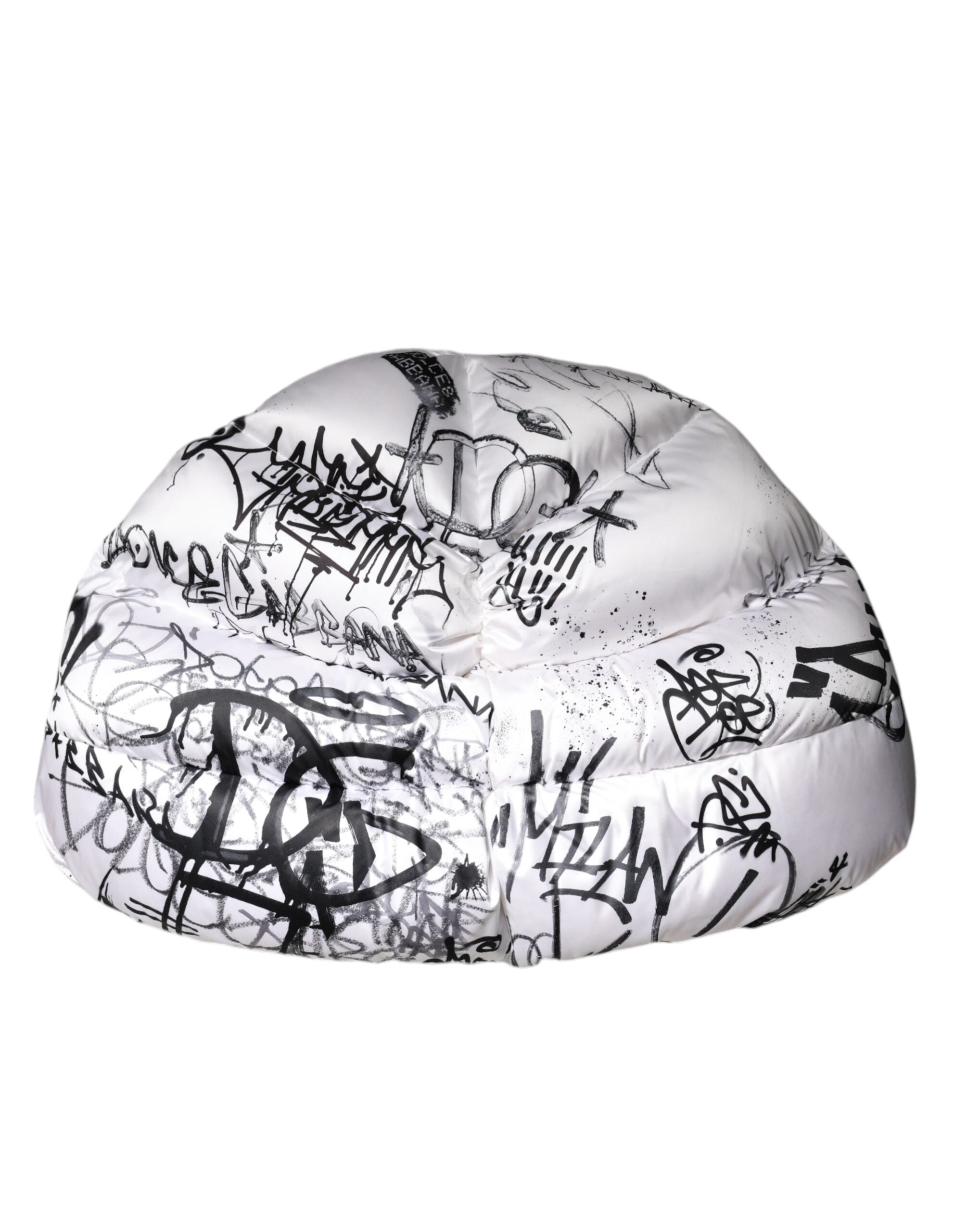 New Dolce & Gabbana White Printed Hood Quilted Hat