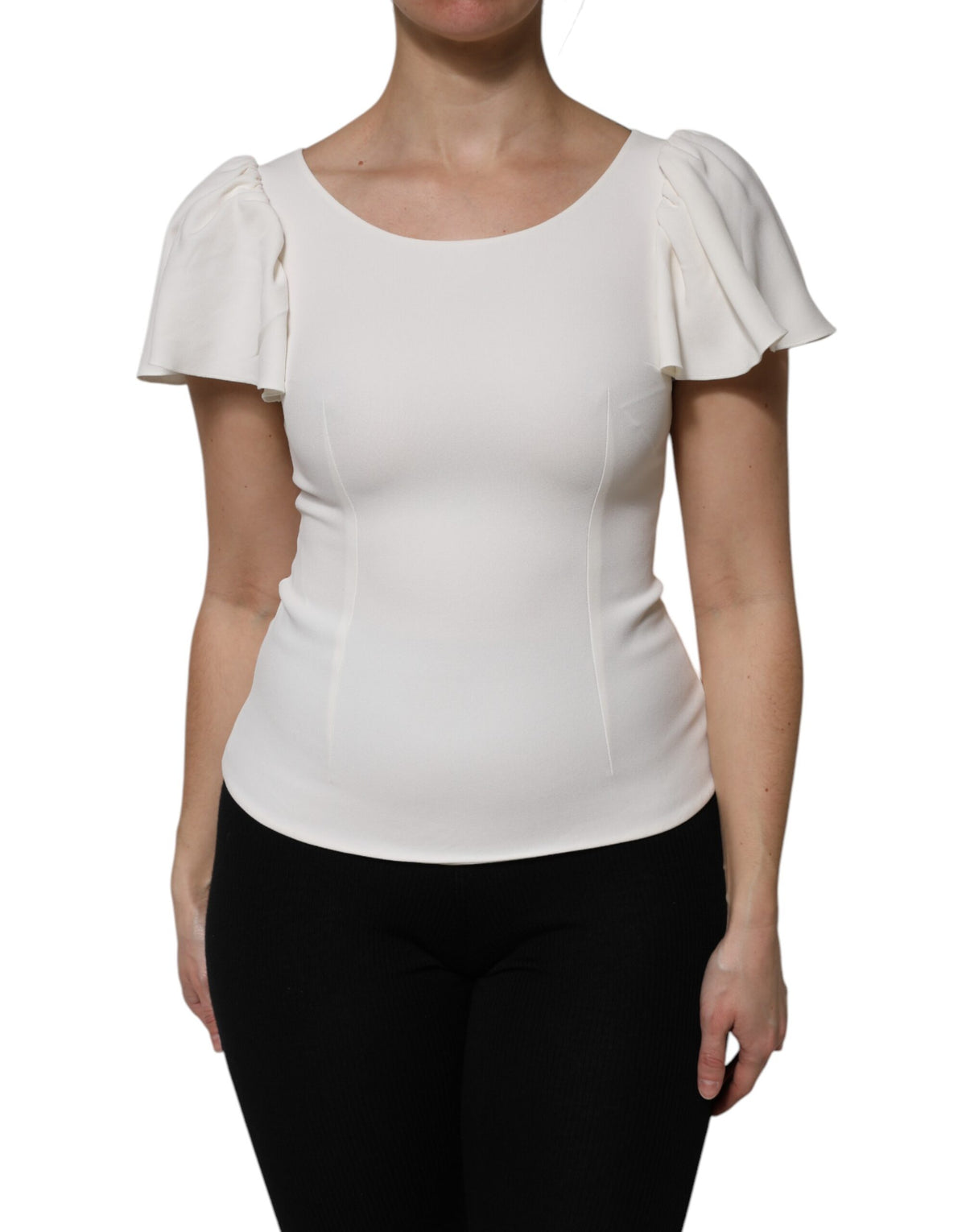 New Dolce & Gabbana White Round Neck Short Sleeves Top