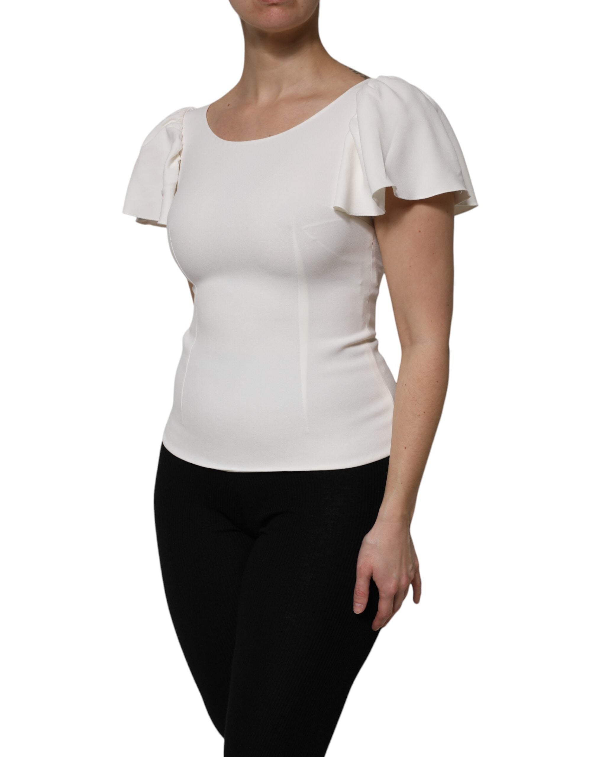 New Dolce & Gabbana White Round Neck Short Sleeves Top