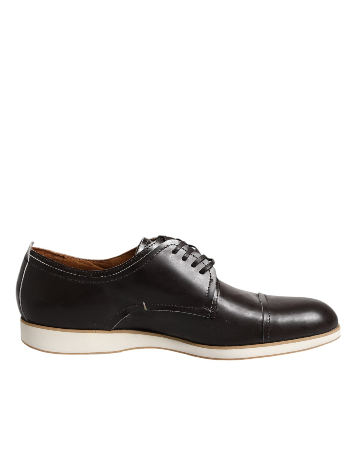 New Pollini Dark Brown Leather Derby Lace Up Dress Formal Shoes