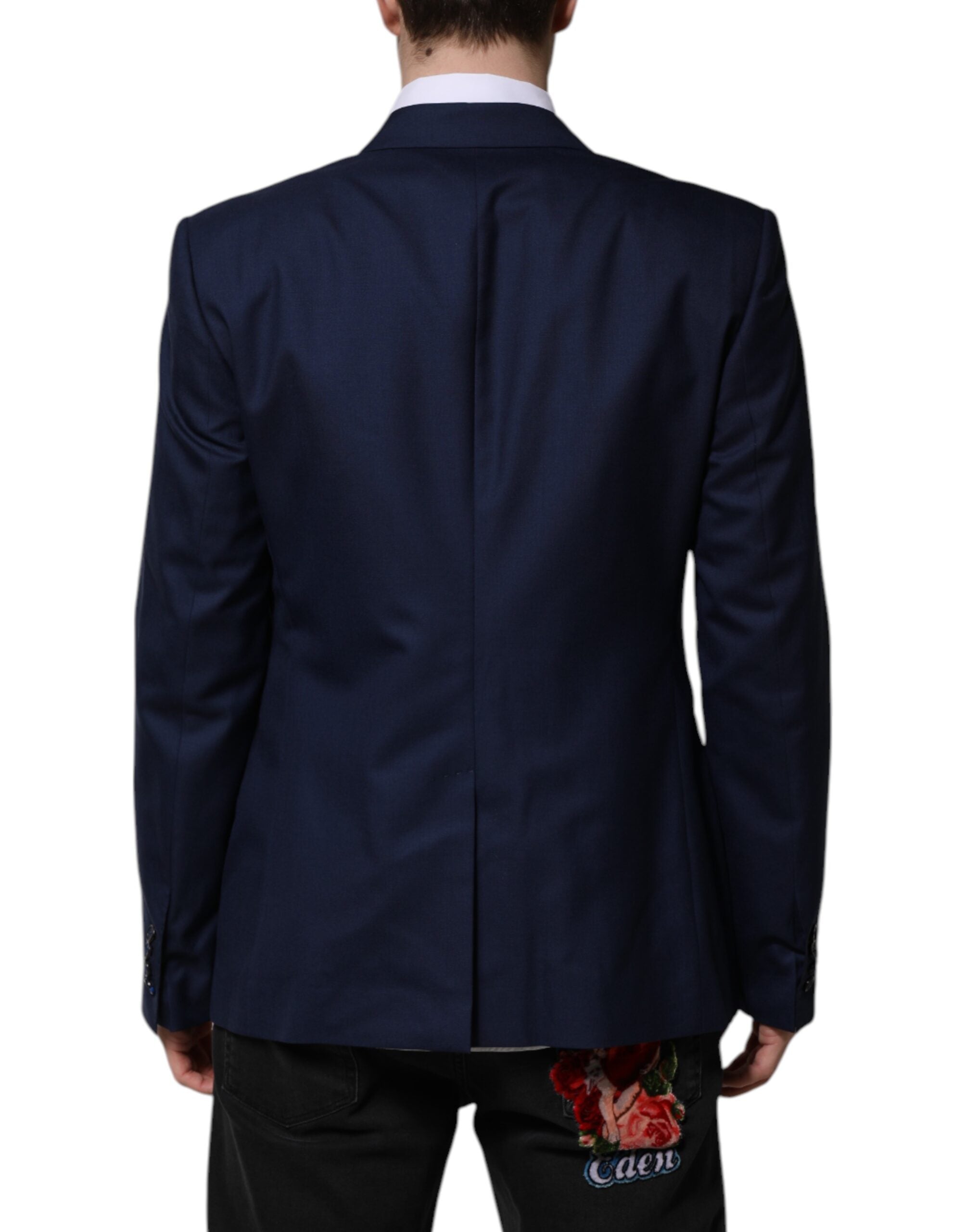 New Dolce & Gabbana Blue Wool Single Breasted Suit Coat Blazer
