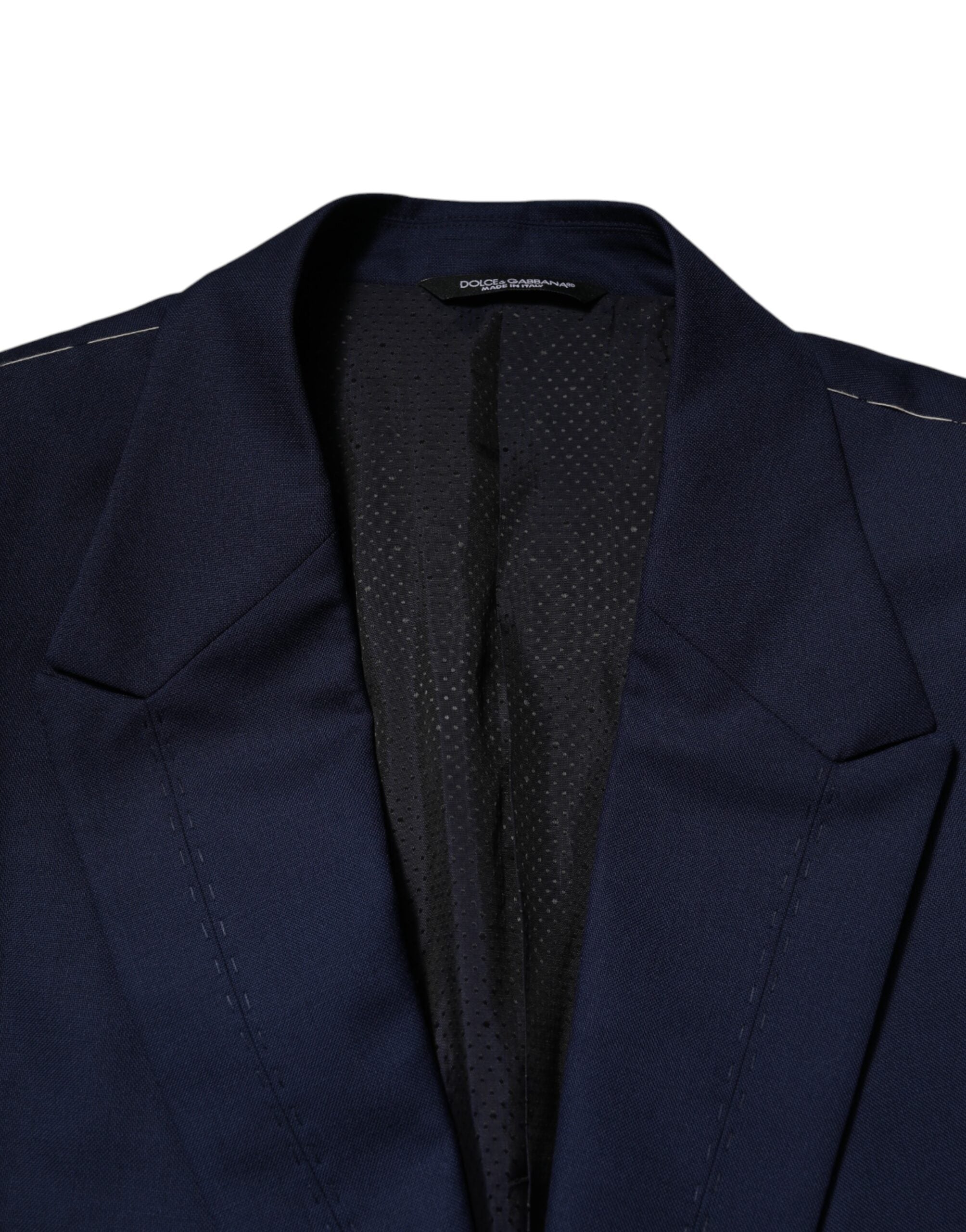 New Dolce & Gabbana Blue Wool Single Breasted Suit Coat Blazer