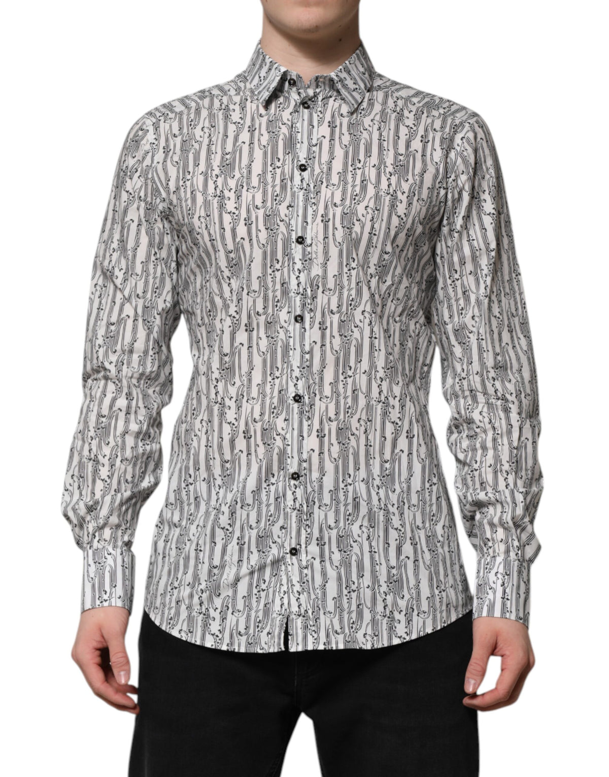 New Dolce & Gabbana White Floral Print Casual Long Sleeves Shirt