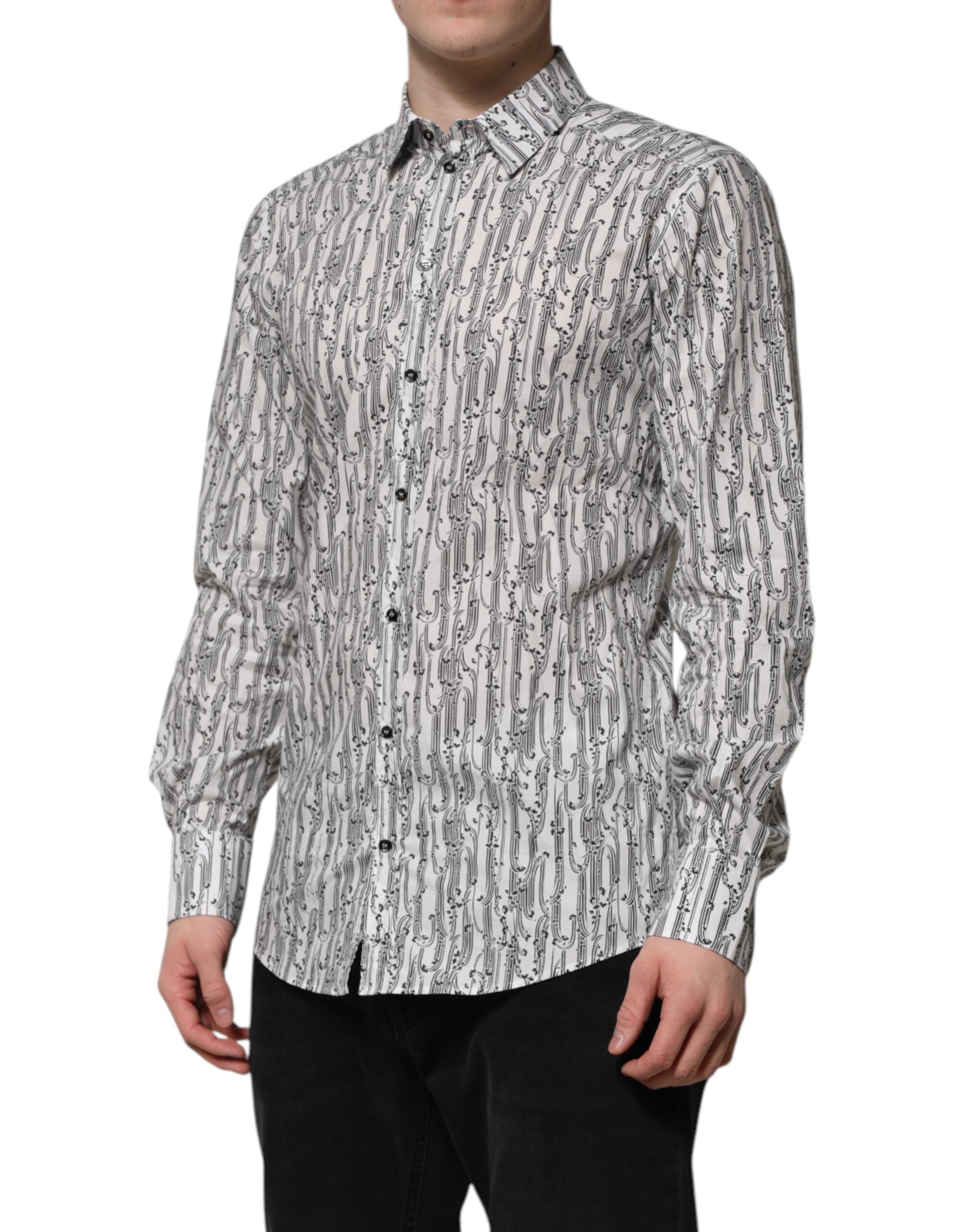 New Dolce & Gabbana White Floral Print Casual Long Sleeves Shirt