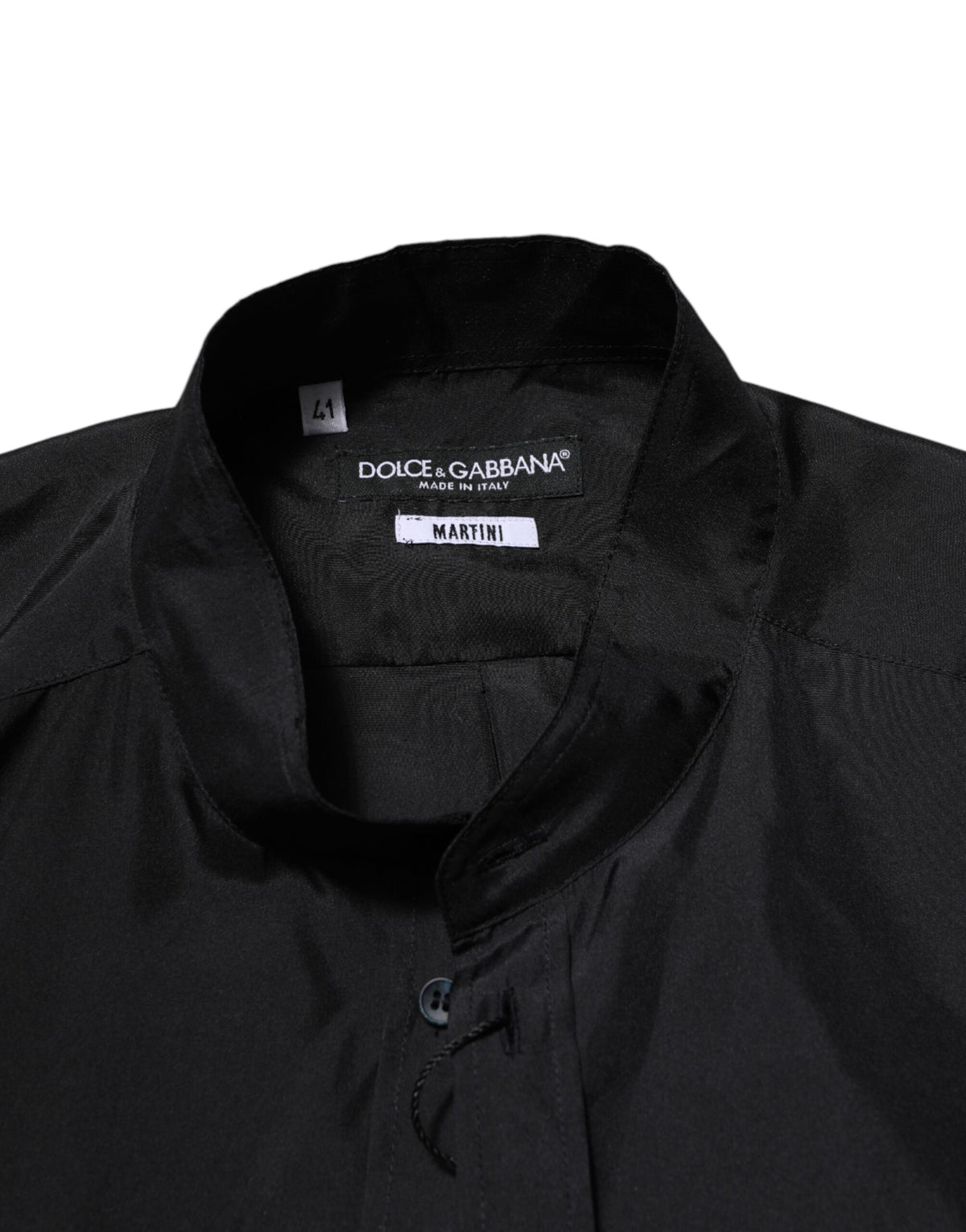 New Dolce & Gabbana Dark Blue Silk MARTINI Men Formal Dress Shirt