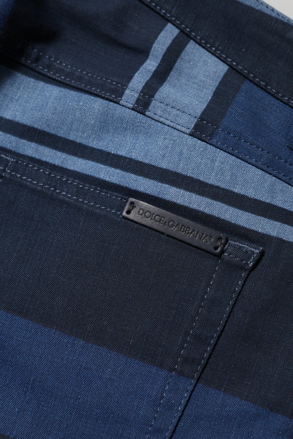 New Dolce & Gabbana Blue Striped Cotton Stretch Denim Jeans