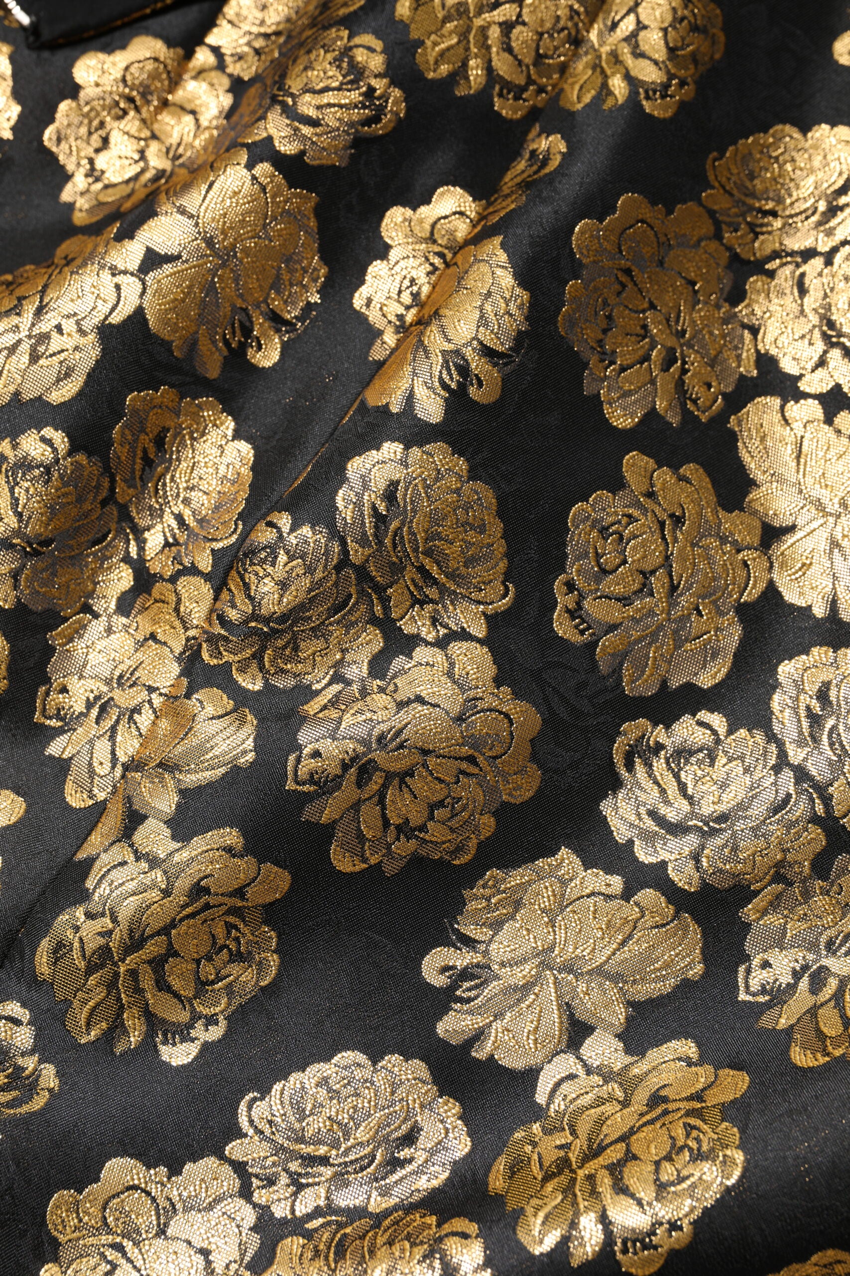 New Dolce & Gabbana Black Gold Floral Print Jacquard Mini Skirt