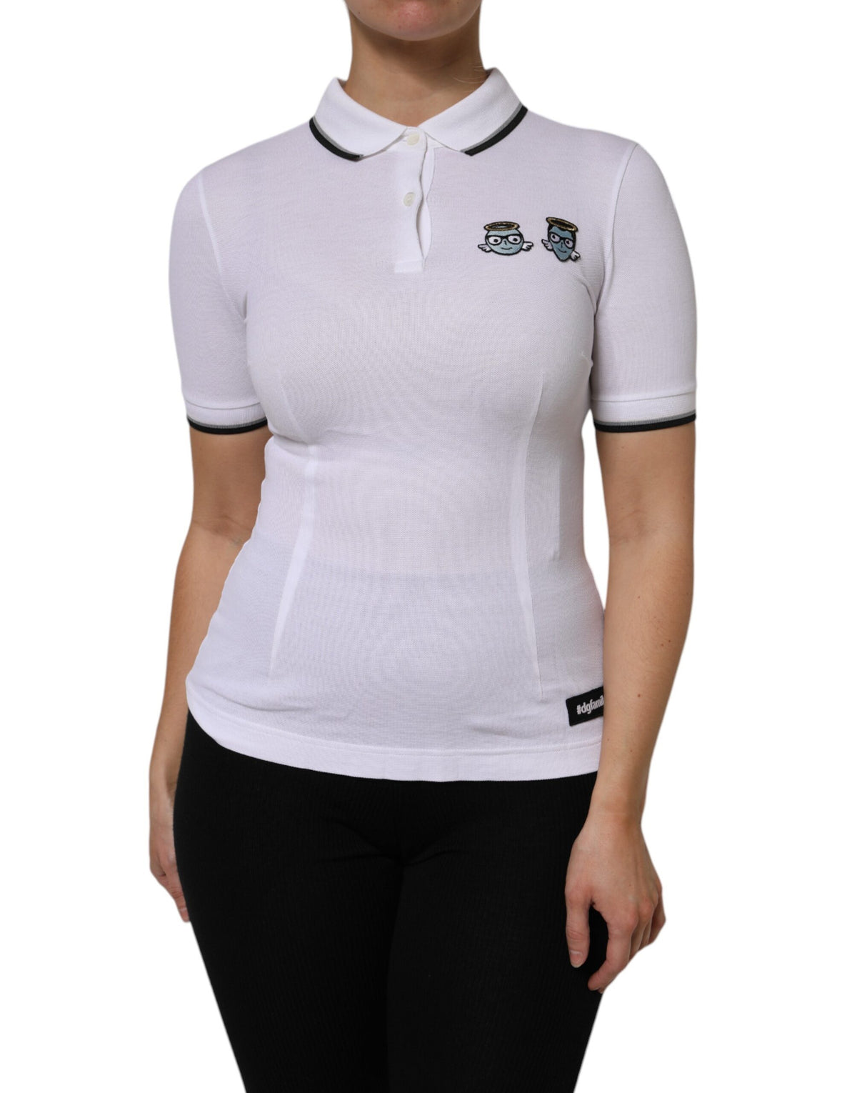 New Dolce & Gabbana White Cotton Short Sleeves Collared Polo Top