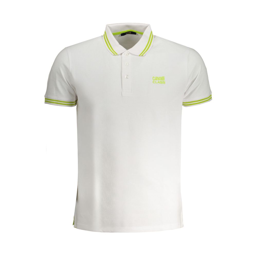Cavalli Class White Cotton Men Polo Shirt