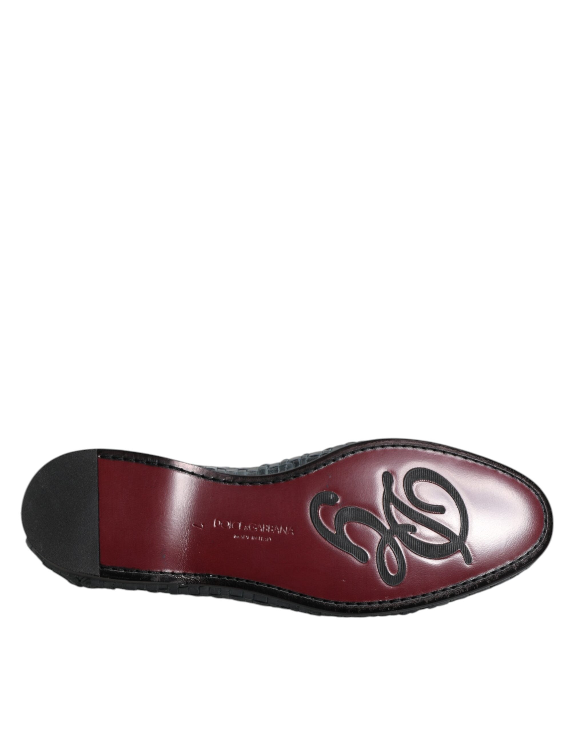New Dolce & Gabbana Blue Woven Leather Slip On Loafers Shoes