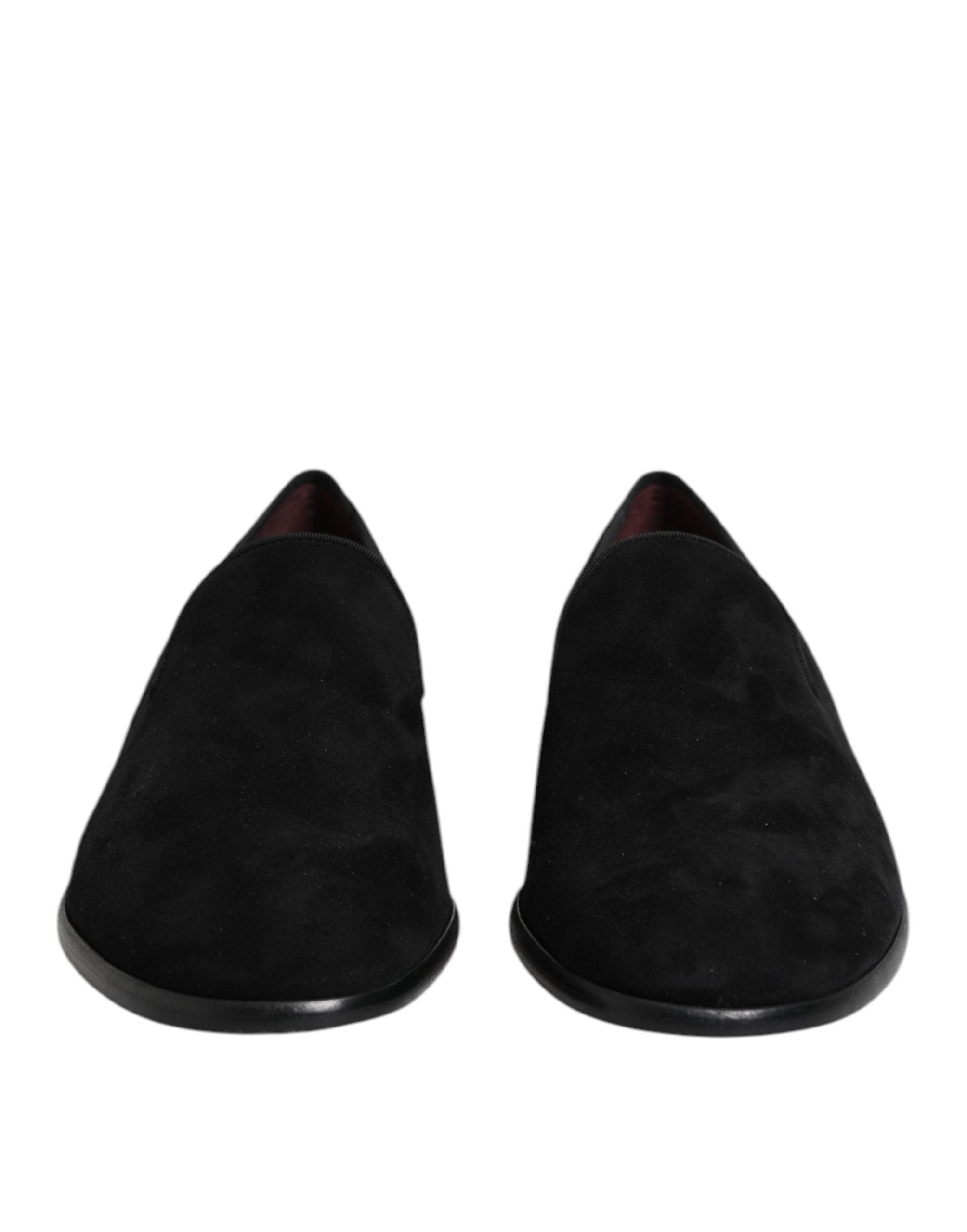 New Dolce & Gabbana Black Suede Slip On Loafers Formal Shoes
