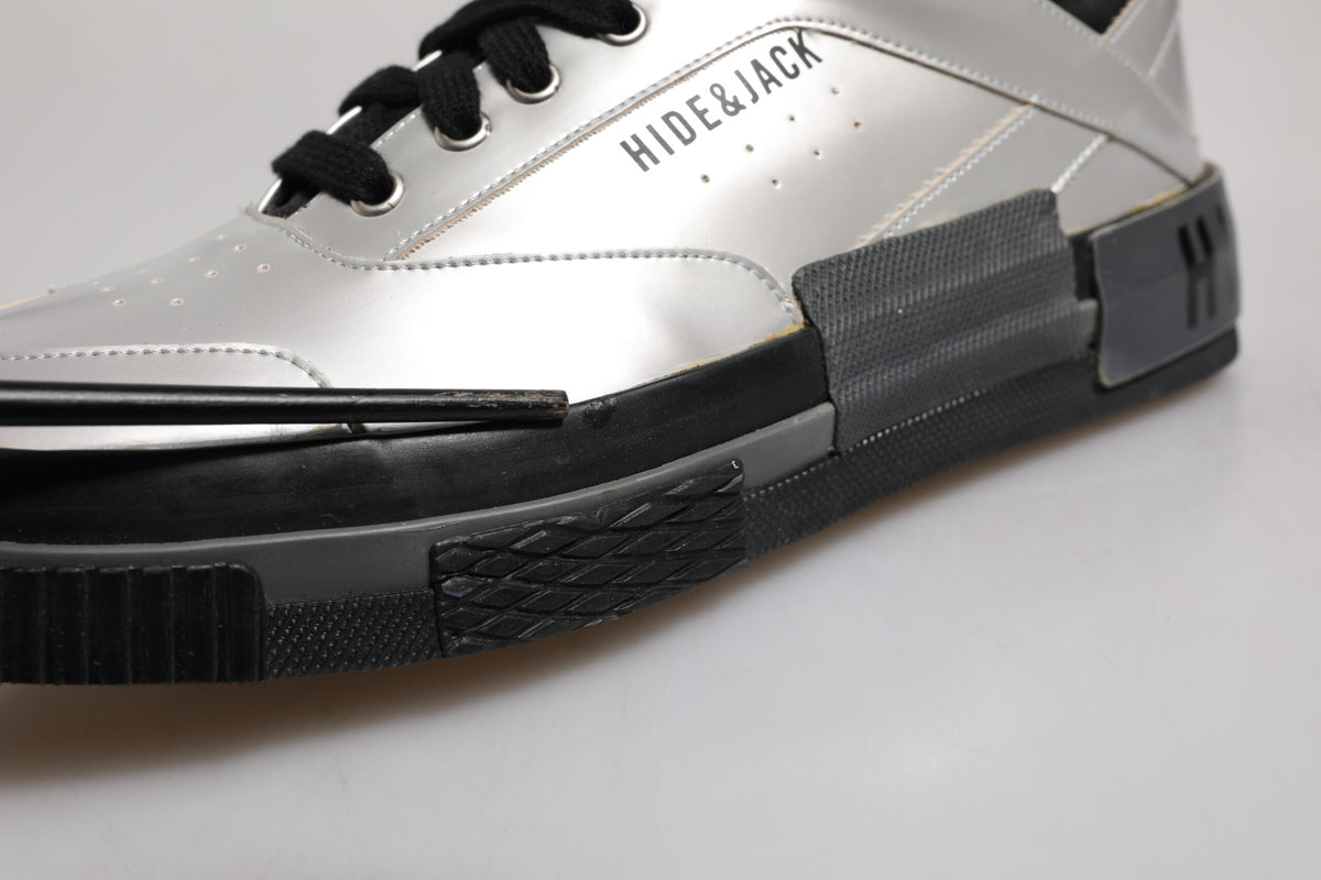 HIDE & JACK Metallic Silver Low Top Lace Up Sneakers Shoes