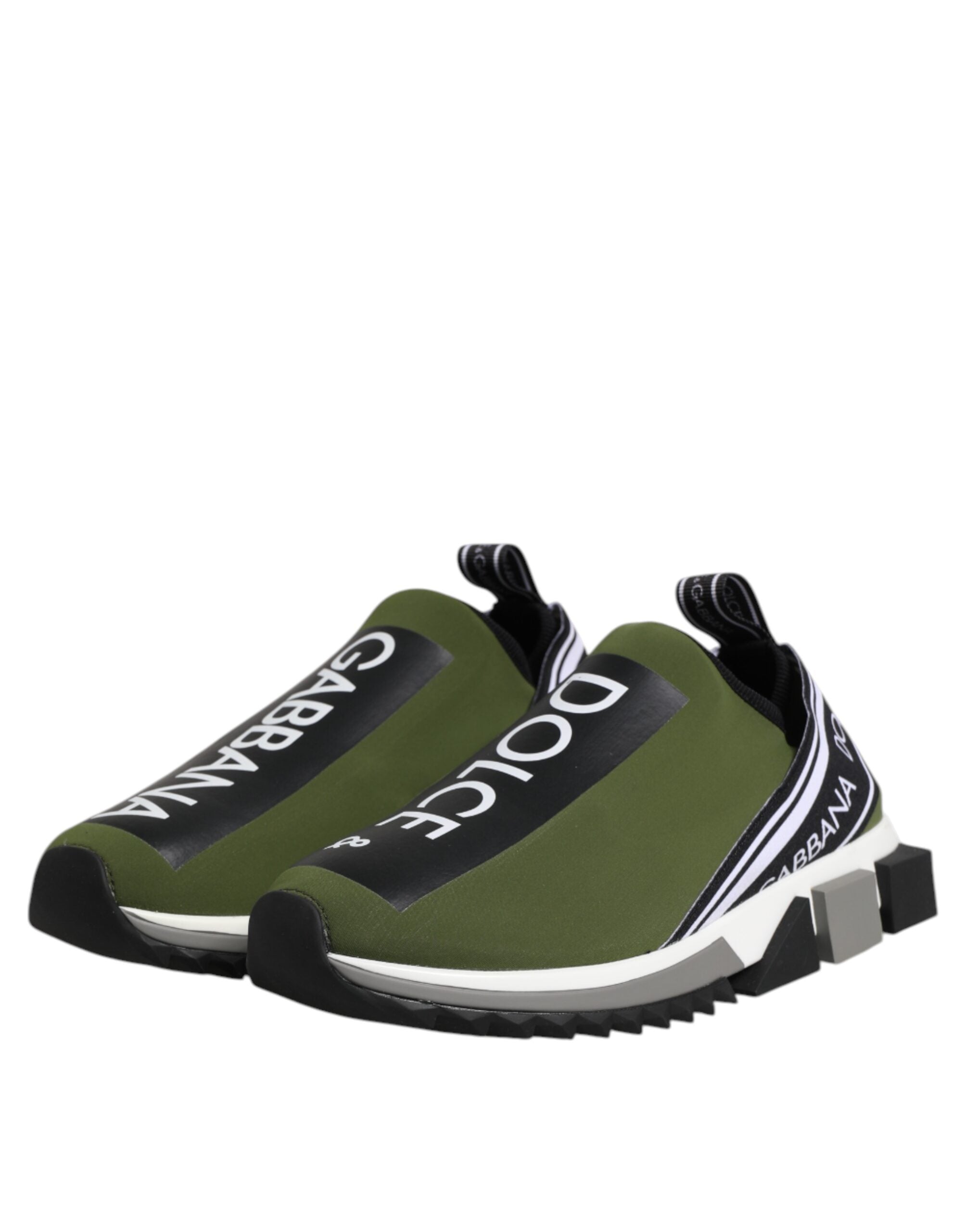 Dolce & Gabbana Green Black Slip On Sorrento Sneakers Shoes