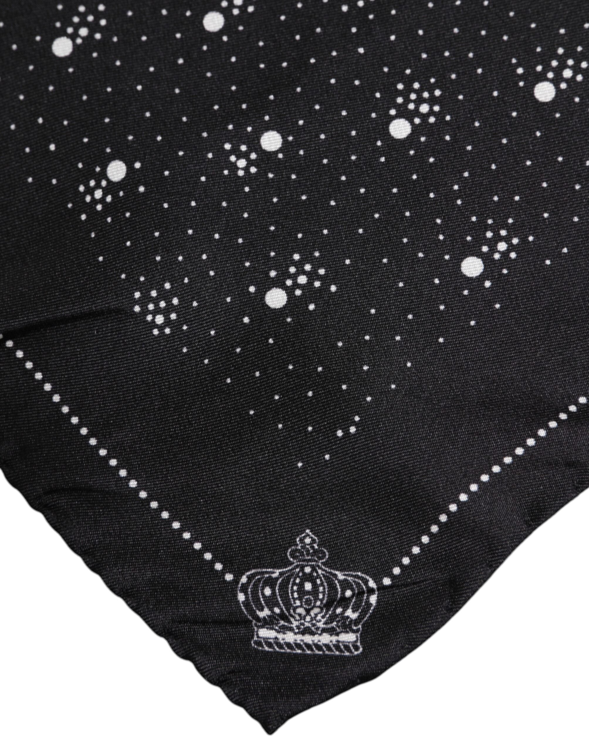New Dolce & Gabbana Black White Printed Square Men Foulard Scarf