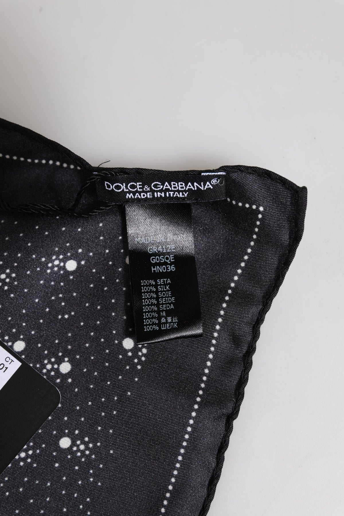 New Dolce & Gabbana Black White Printed Square Men Foulard Scarf