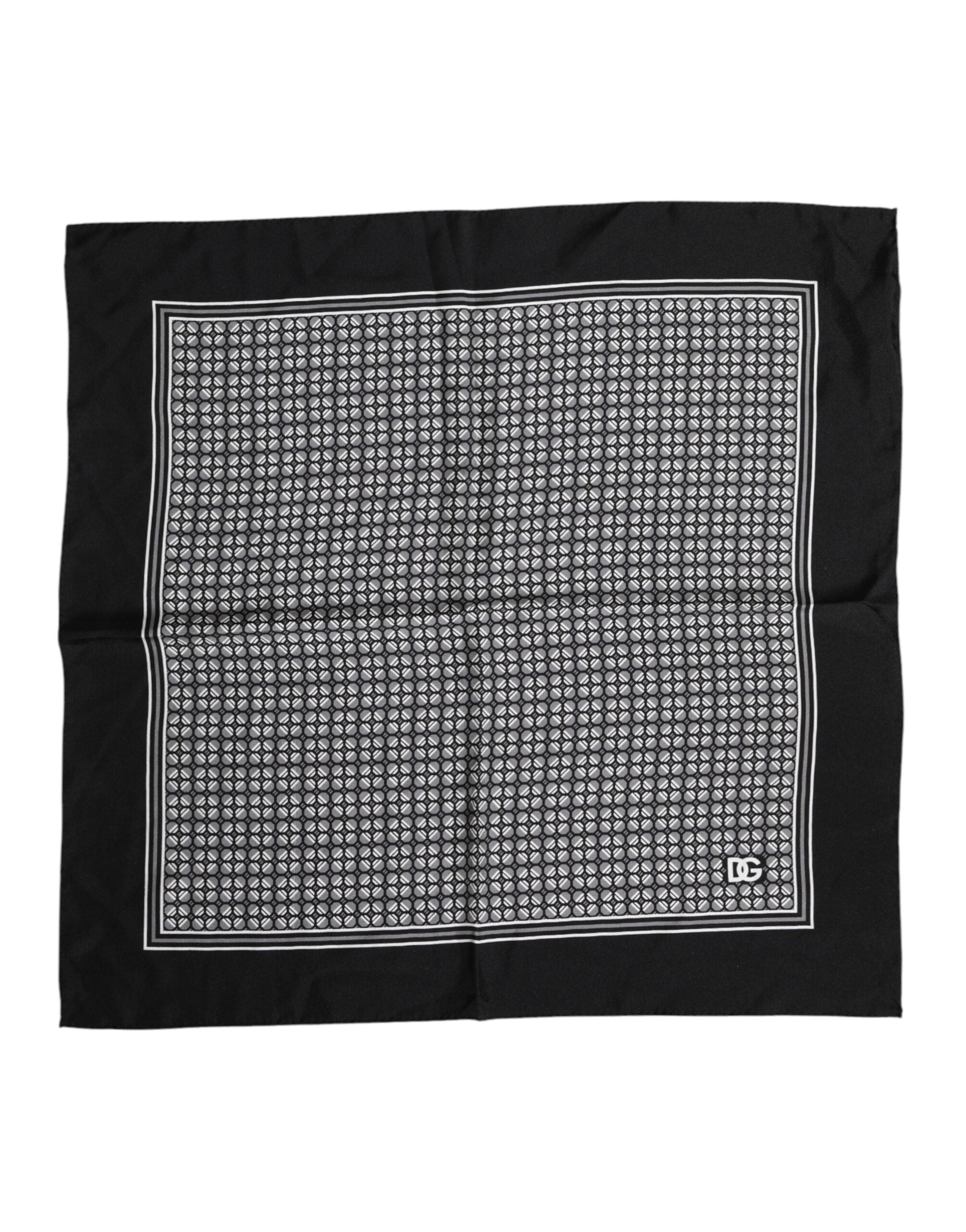 Pre-Owned Dolce & Gabbana Black White Patterned Square Foulard Scarf Men's - Very Good