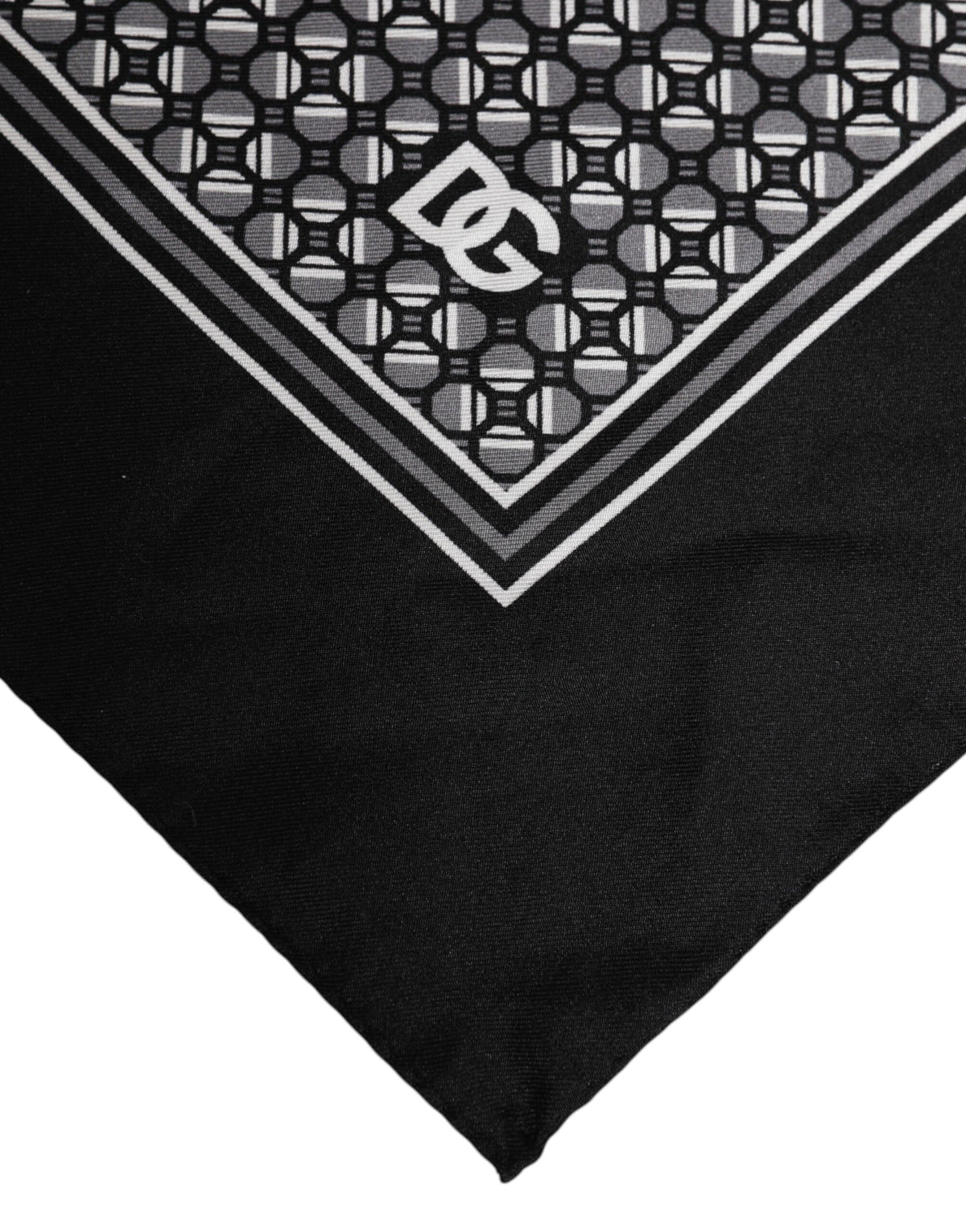 Pre-Owned Dolce & Gabbana Black White Patterned Square Foulard Scarf Men's - Very Good