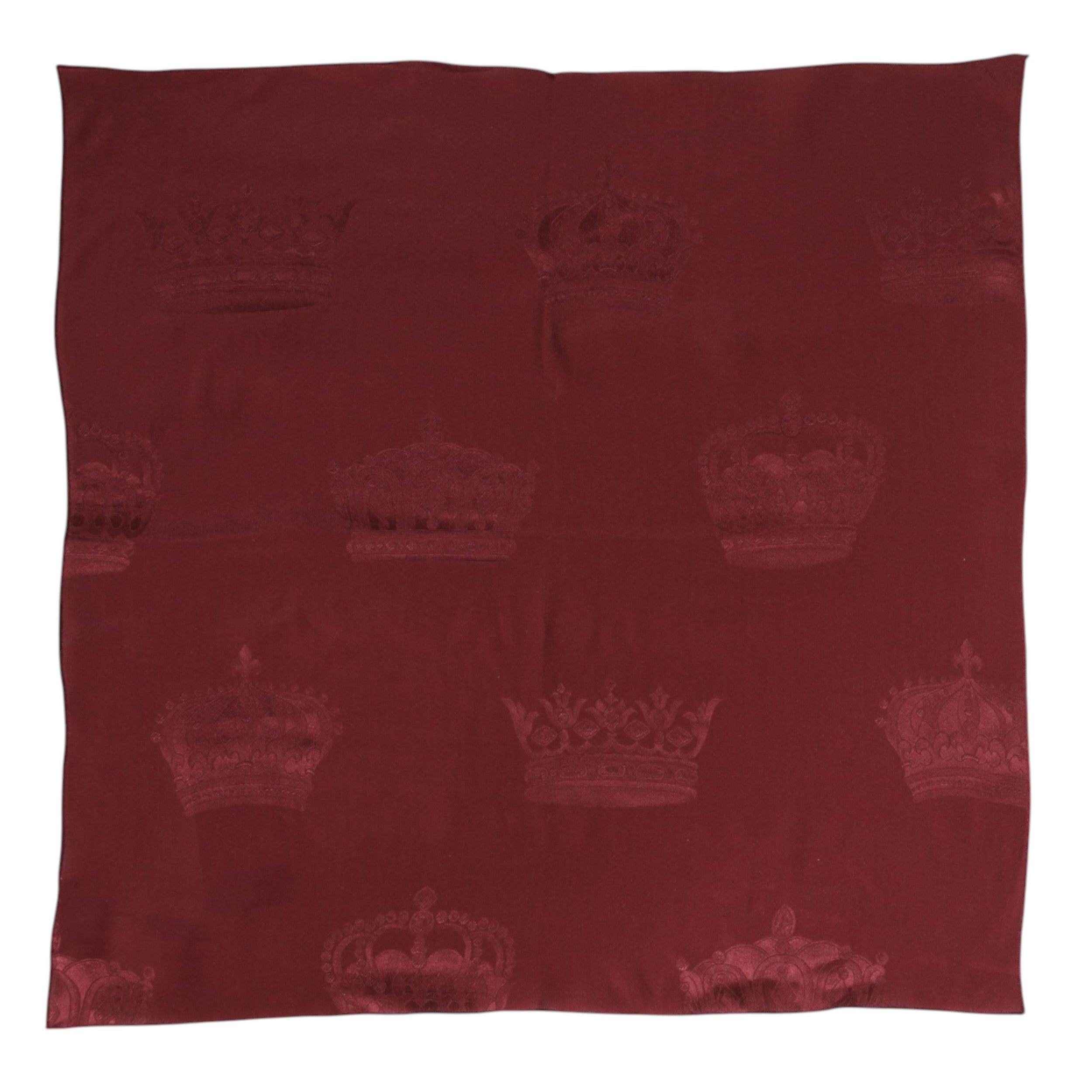 New Dolce & Gabbana Maroon Silk Crown Square Men Foulard Scarf