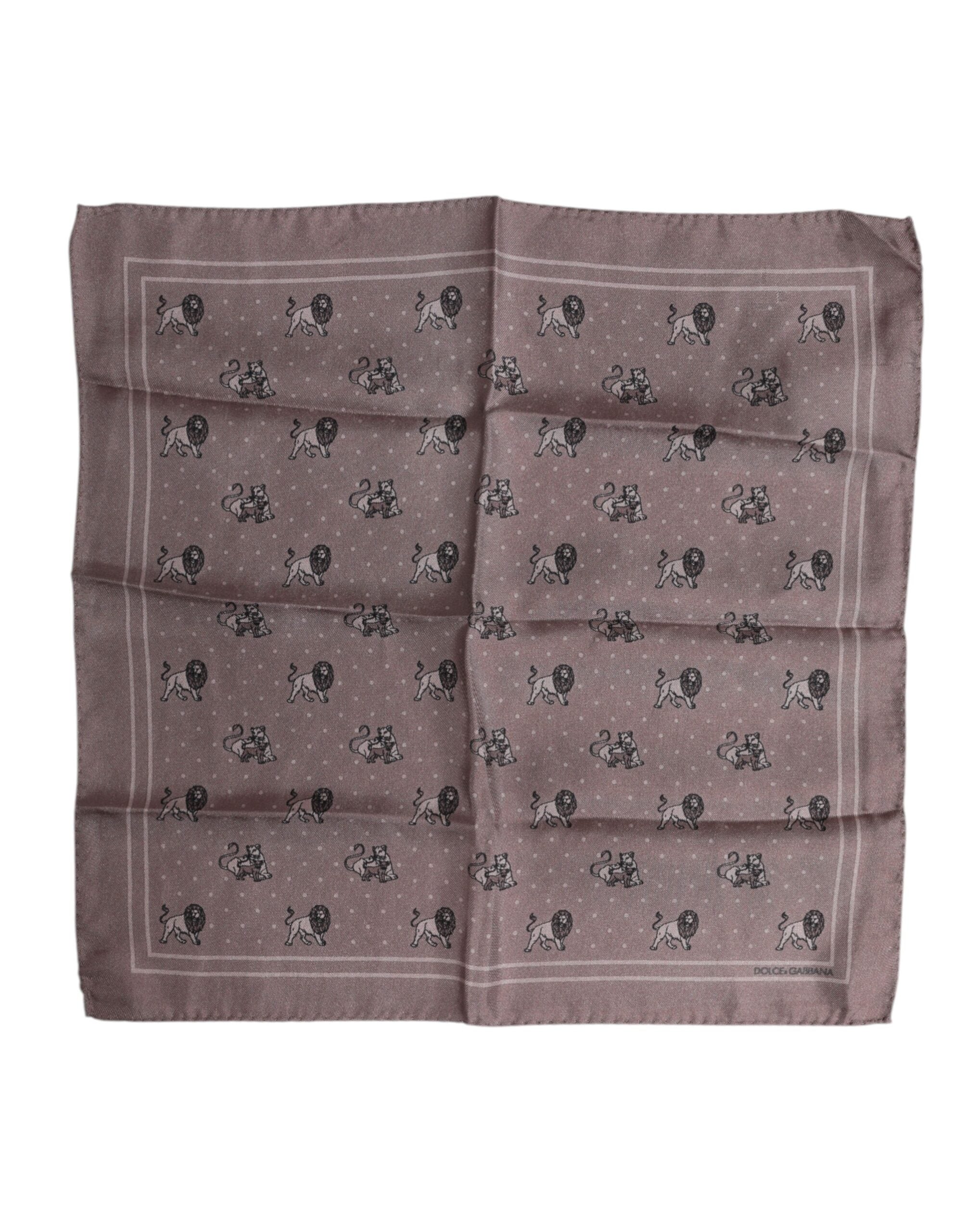 Pre-Owned Dolce & Gabbana Brown Animal Print Square Foulard Scarf Men's - Very Good