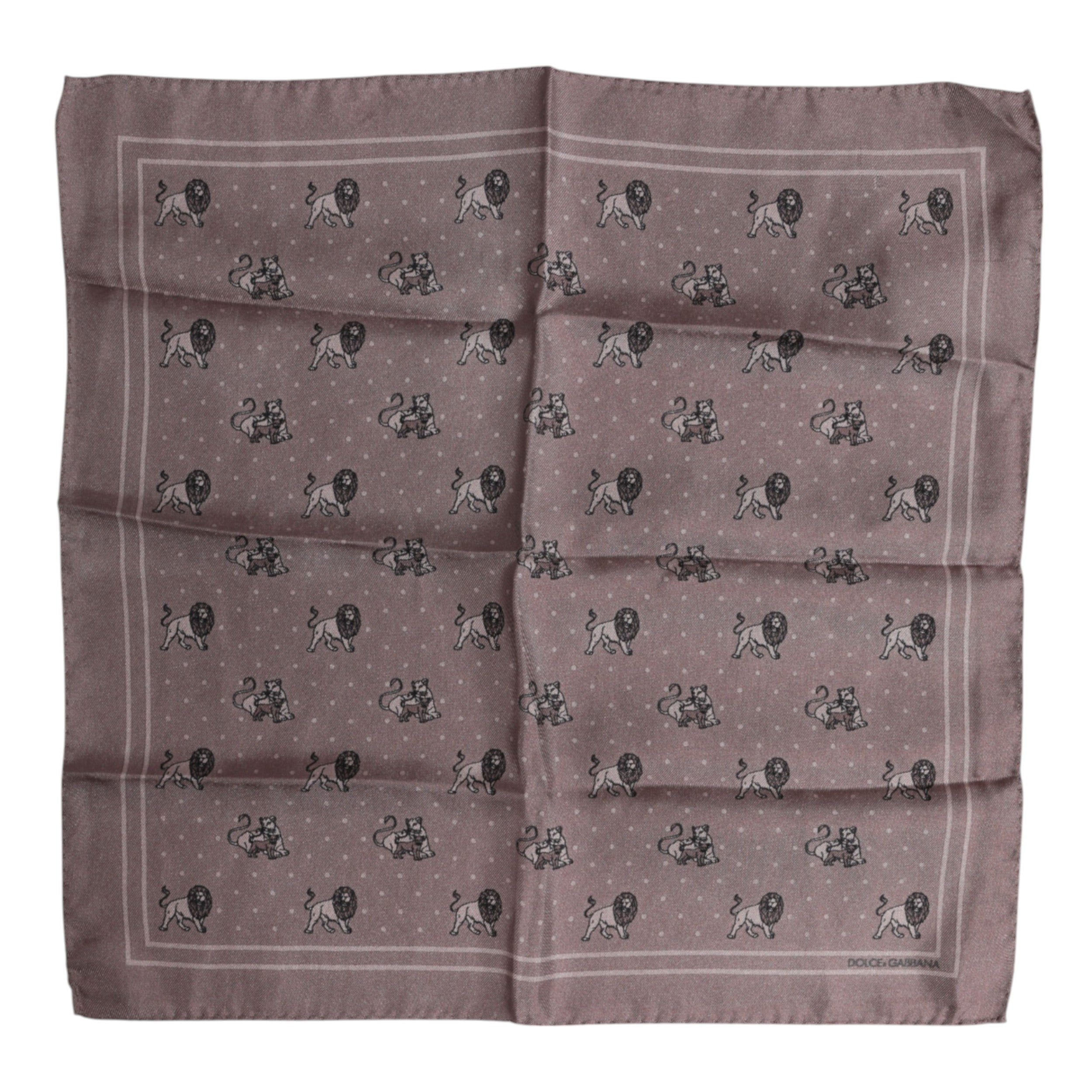 Pre-Owned Dolce & Gabbana Brown Animal Print Square Foulard Scarf Men's - Very Good
