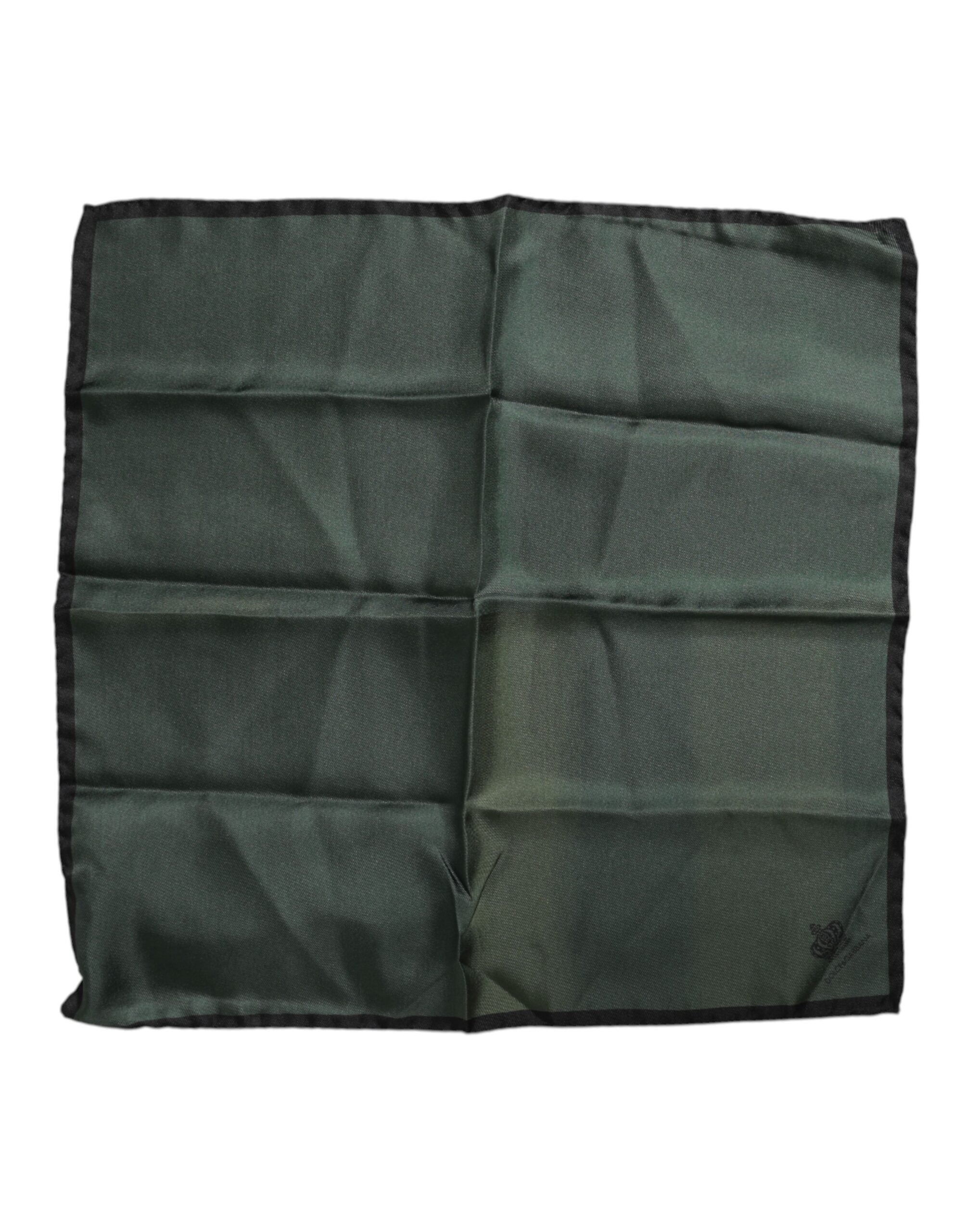 Pre-Owned Dolce & Gabbana Green DG Crown Silk Square Men Foulard Scarf - Very Good