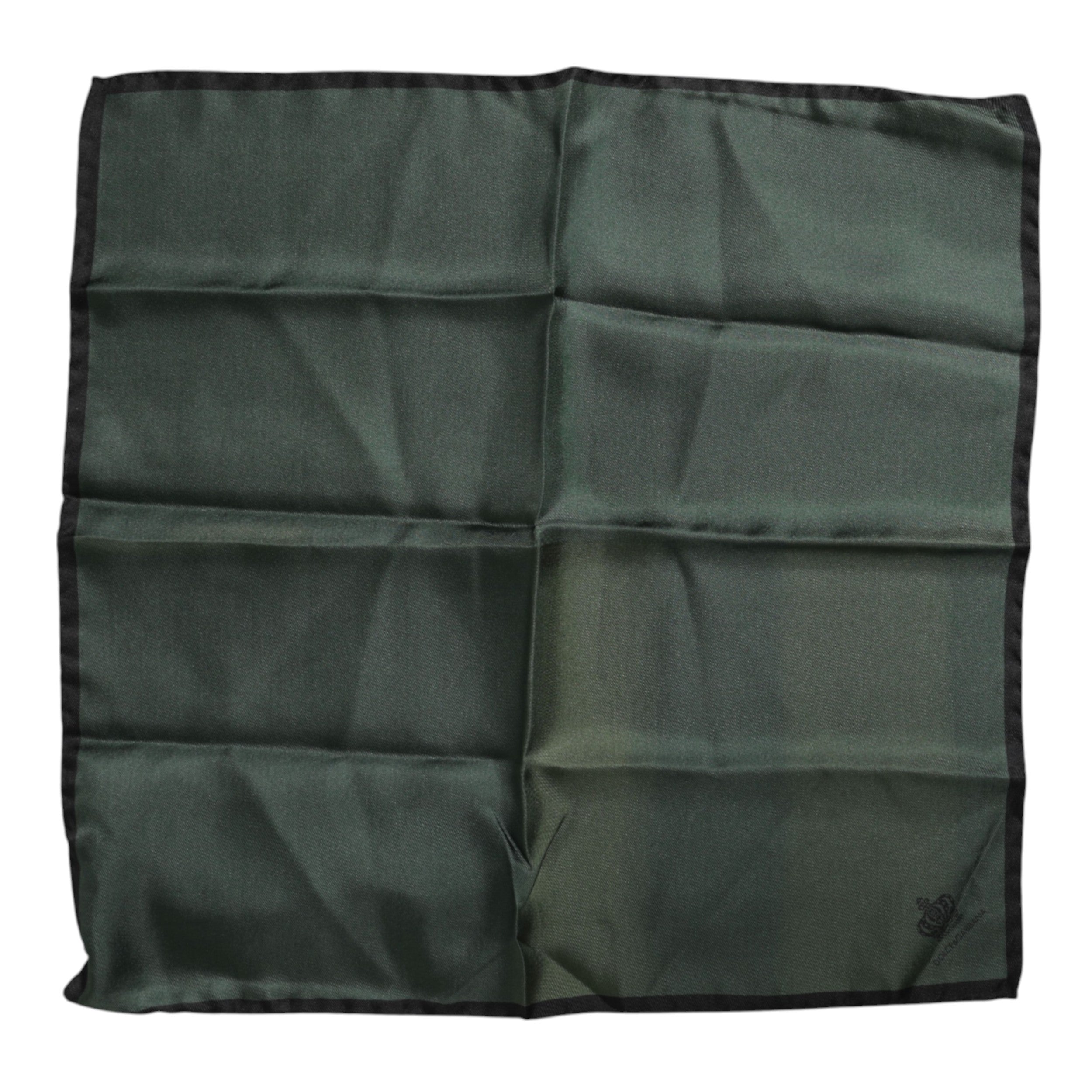 Pre-Owned Dolce & Gabbana Green DG Crown Silk Square Men Foulard Scarf - Very Good