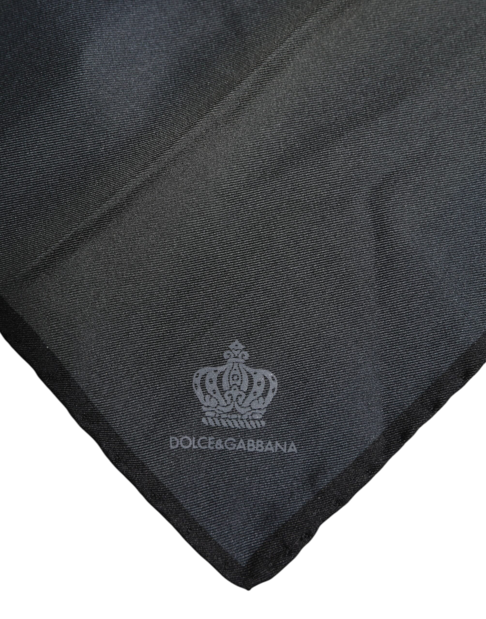 Pre-Owned Dolce & Gabbana Blue DG Crown Silk Square Men Foulard Scarf
