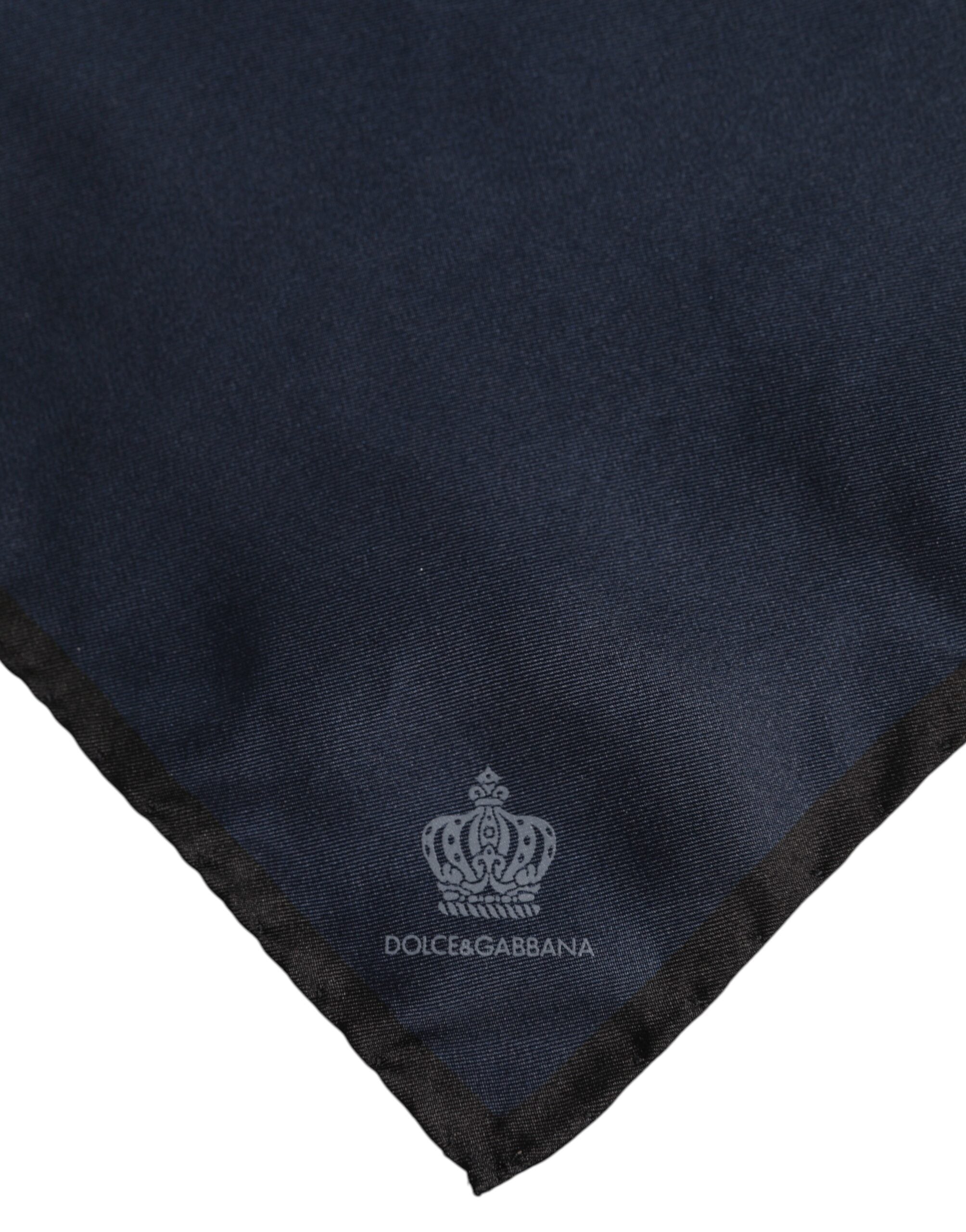New Dolce & Gabbana Blue DG Crown Silk Square Men Foulard Scarf