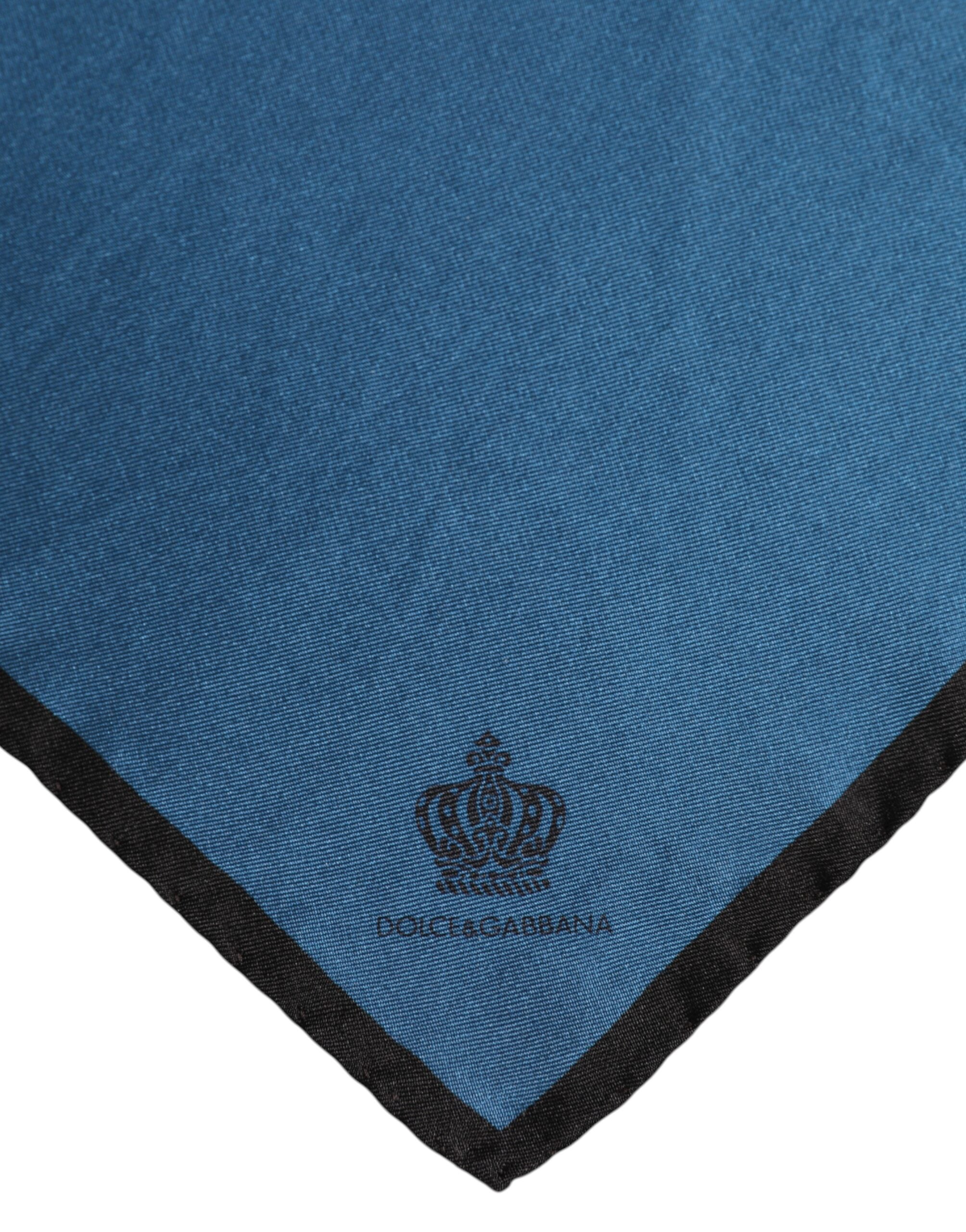 Pre-Owned Dolce & Gabbana Blue DG Crown Silk Square Men Foulard Scarf - Very Good