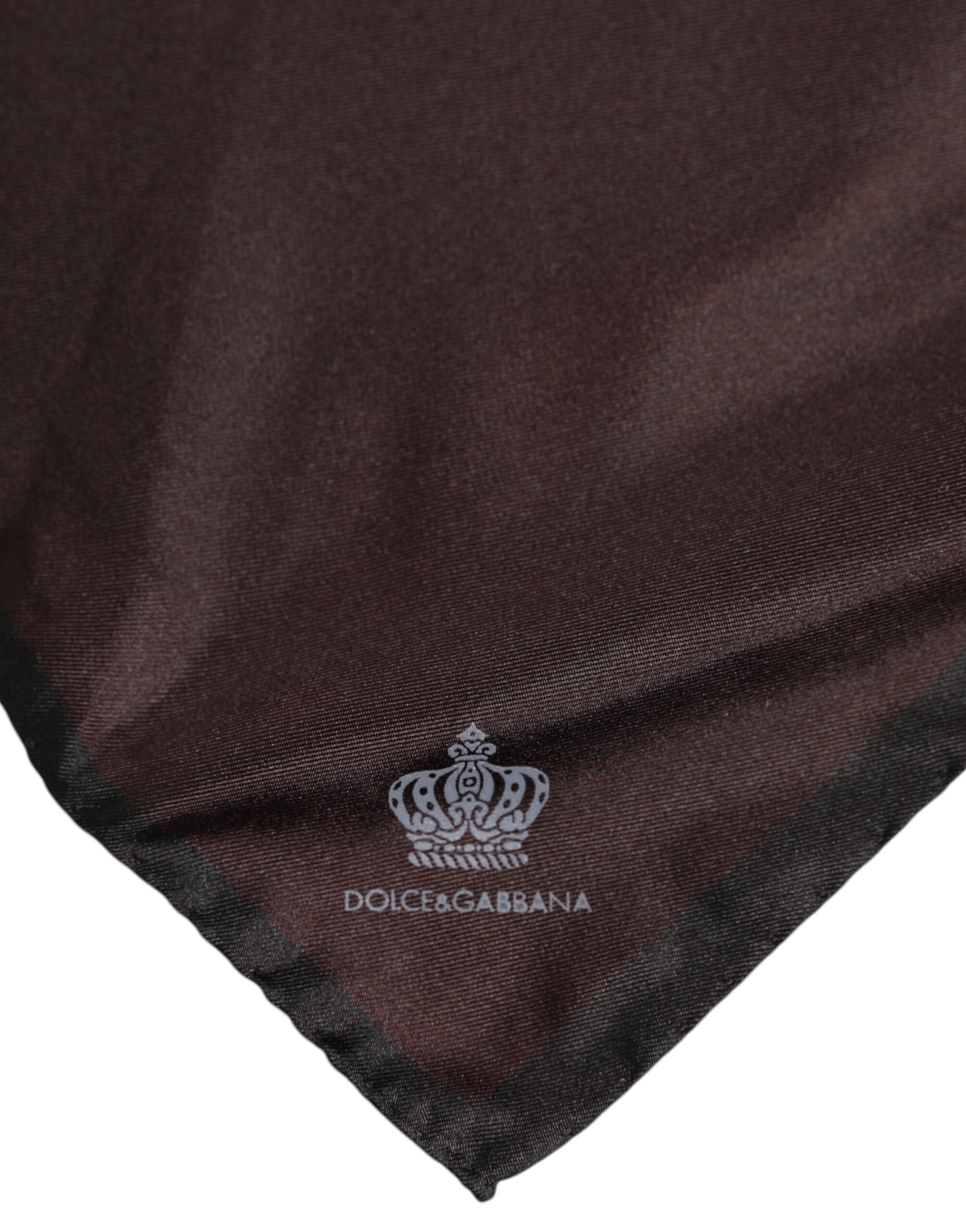 New Dolce & Gabbana Brown DG Crown Silk Square Men Foulard Scarf