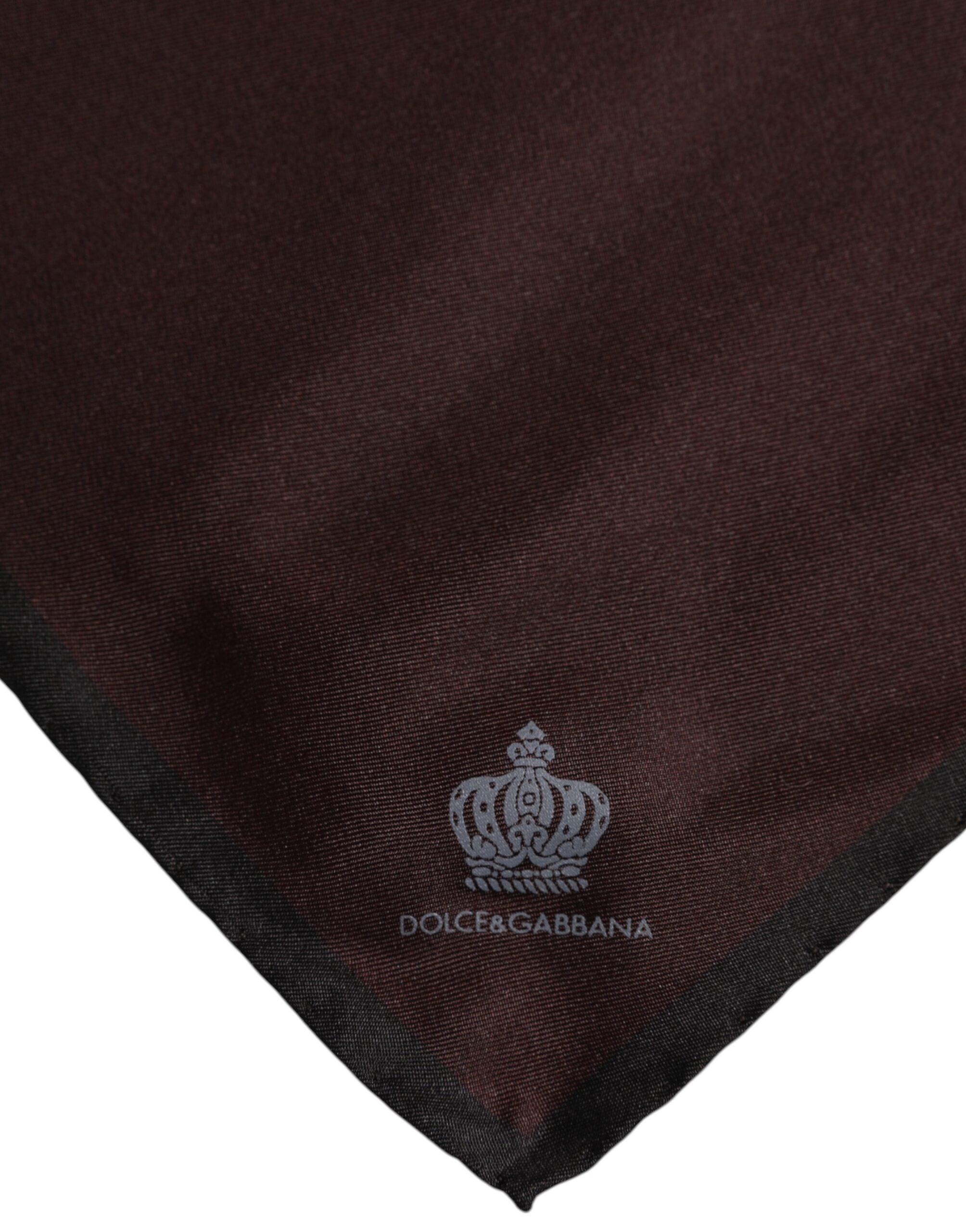 New Dolce & Gabbana Brown DG Crown Silk Square Men Foulard Scarf