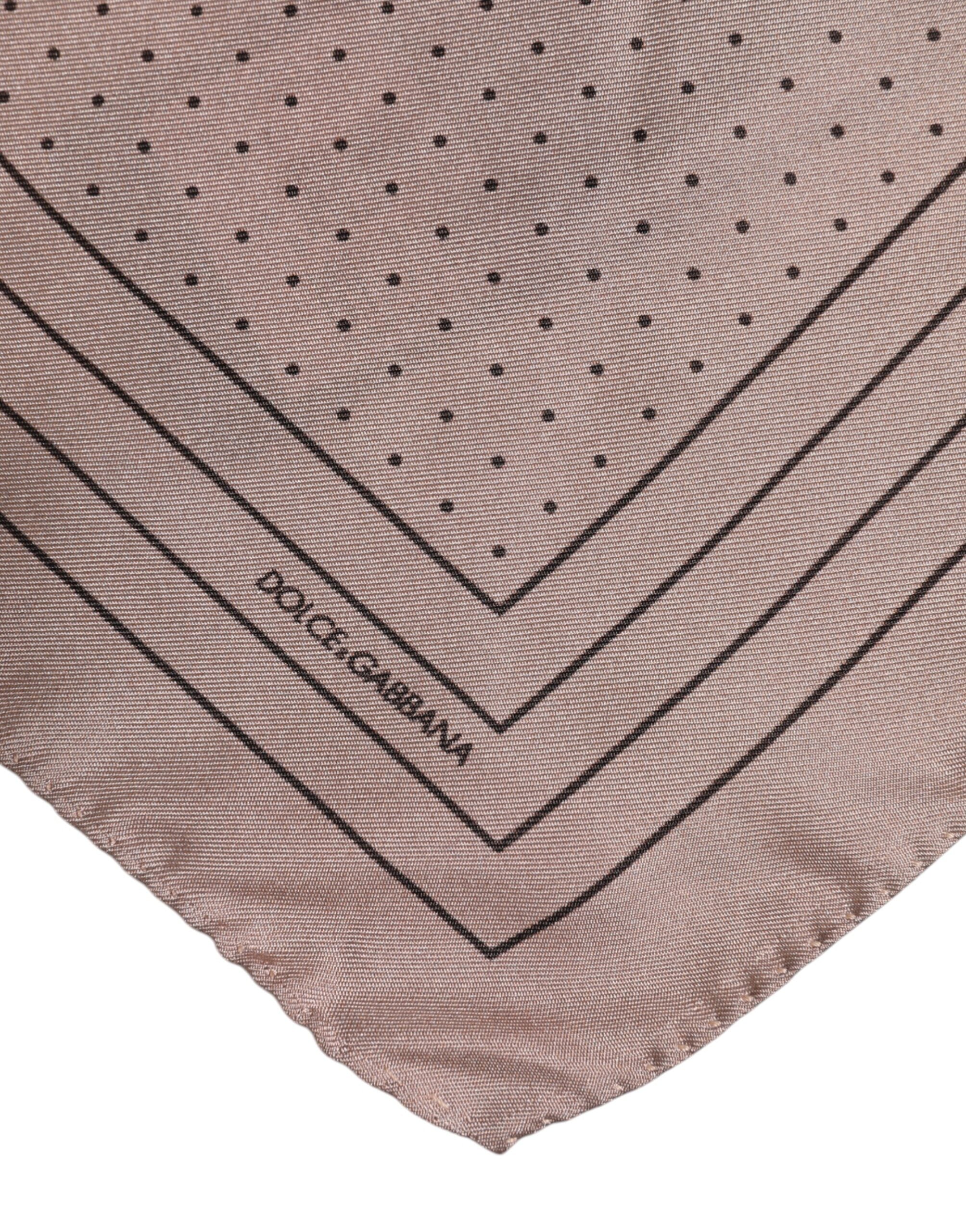 Dolce & Gabbana Beige Dotted Silk Square Men Foulard Scarf