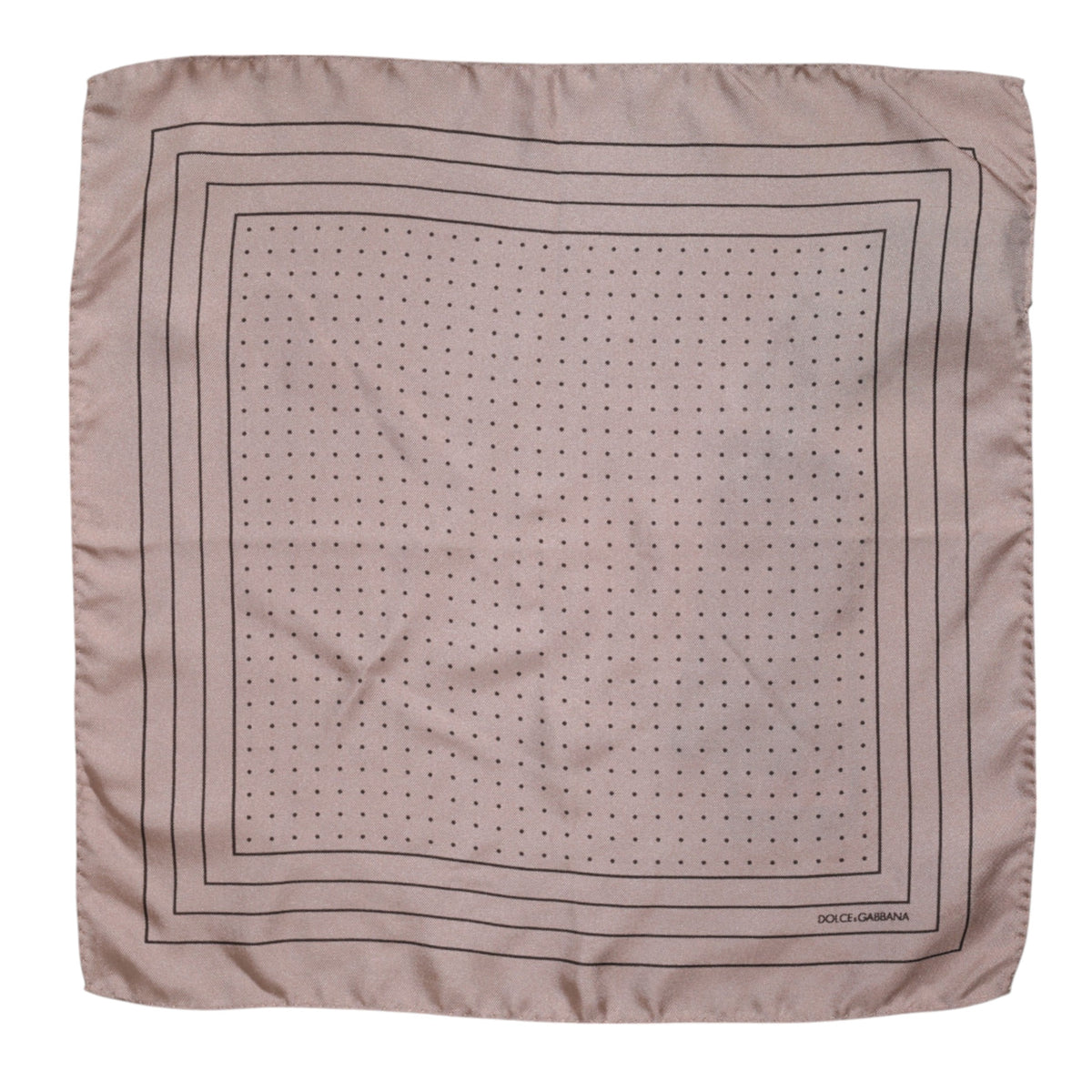 New Dolce & Gabbana Beige Dotted Silk Square Men Foulard Scarf