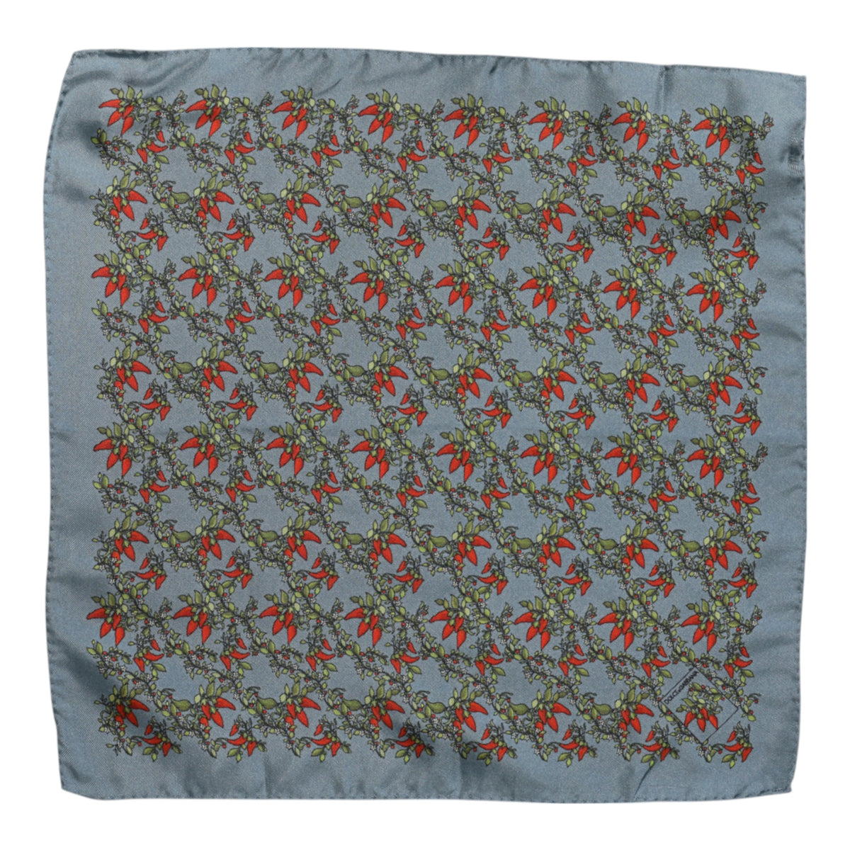 New Dolce & Gabbana Gray Chilis Silk Square Men Foulard Scarf