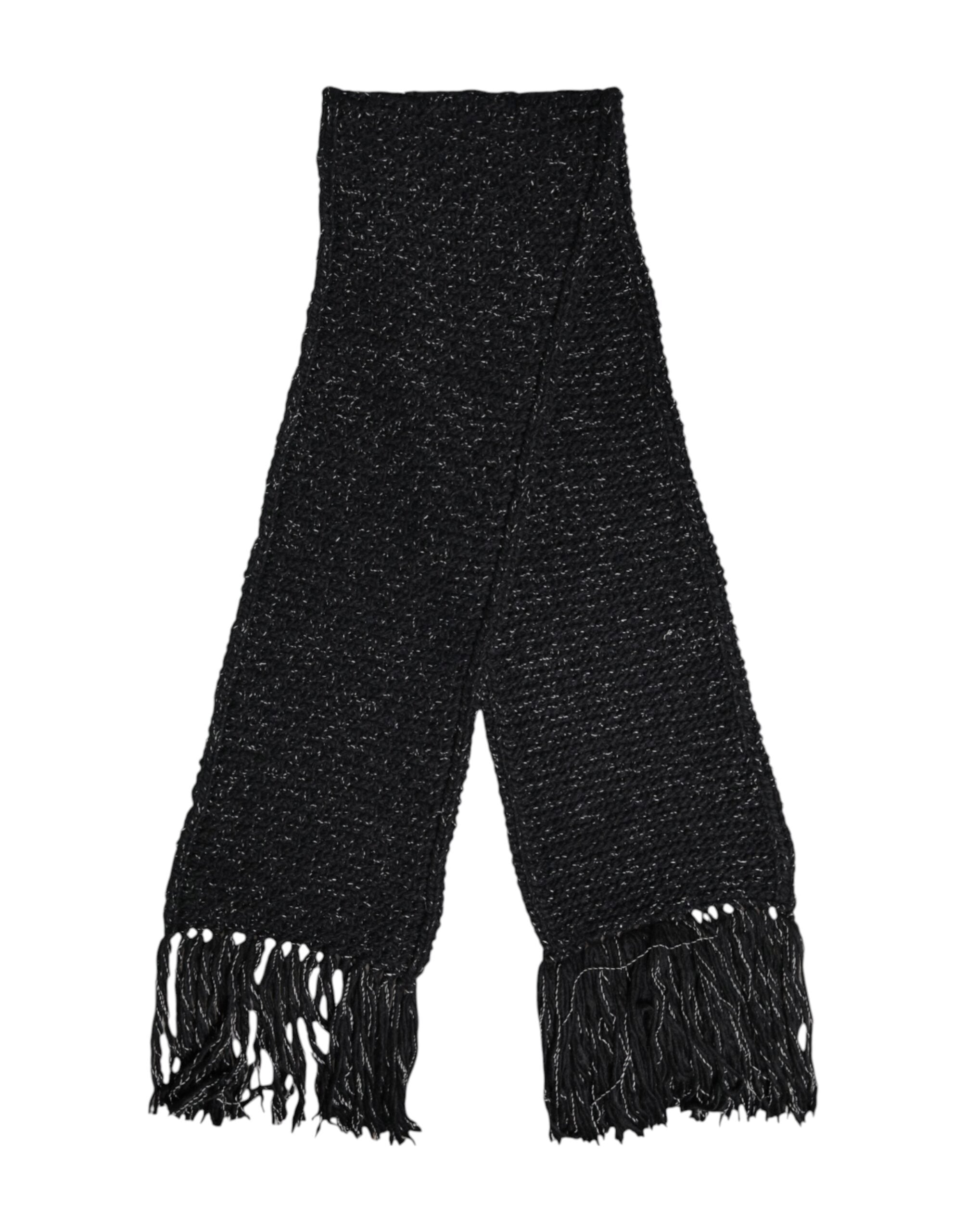 New Dolce & Gabbana Black Cashmere Neck Warmer Wrap Shawl Scarf