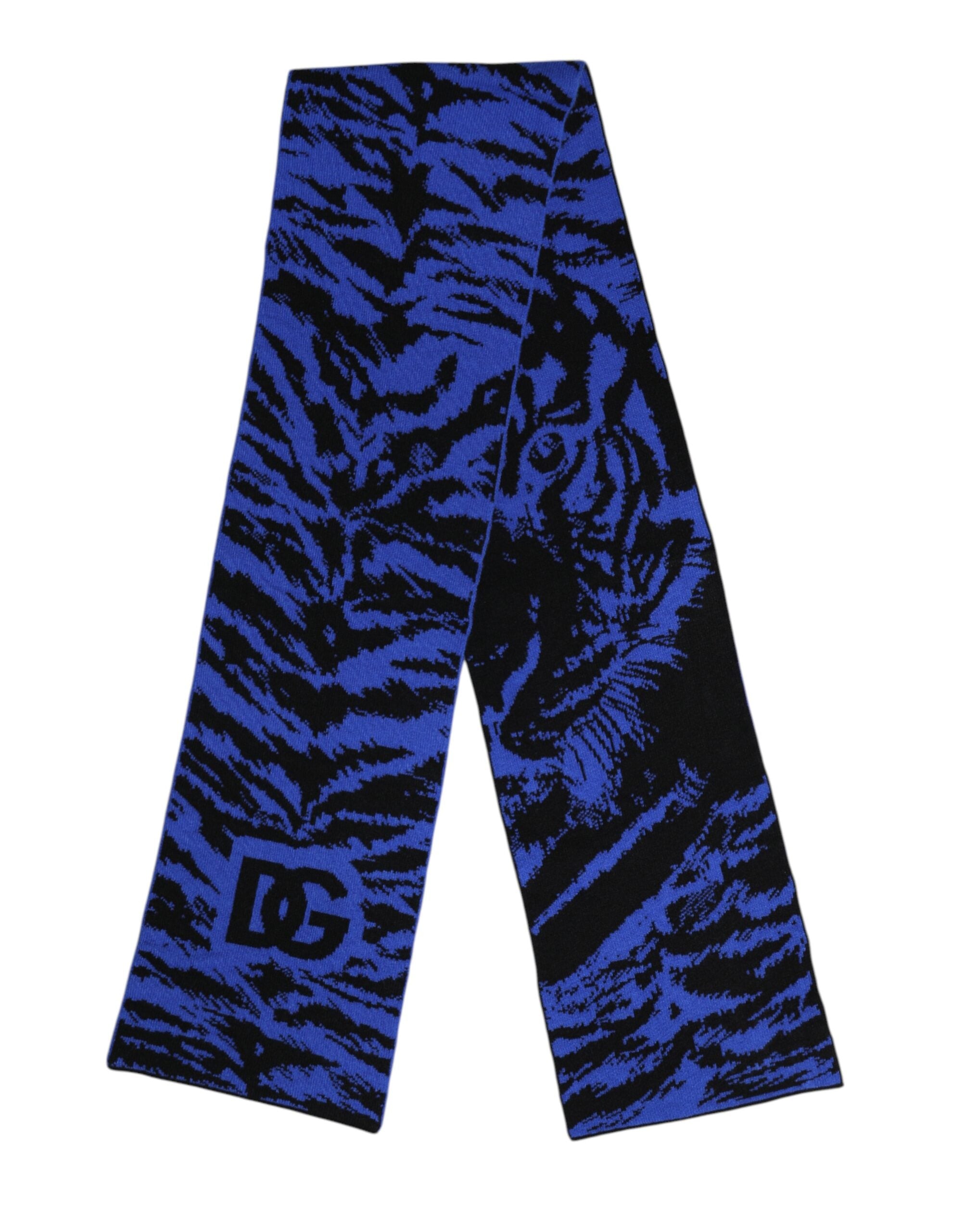 New Dolce & Gabbana Blue Black Logo Neck Warmer Wrap Shawl Scarf